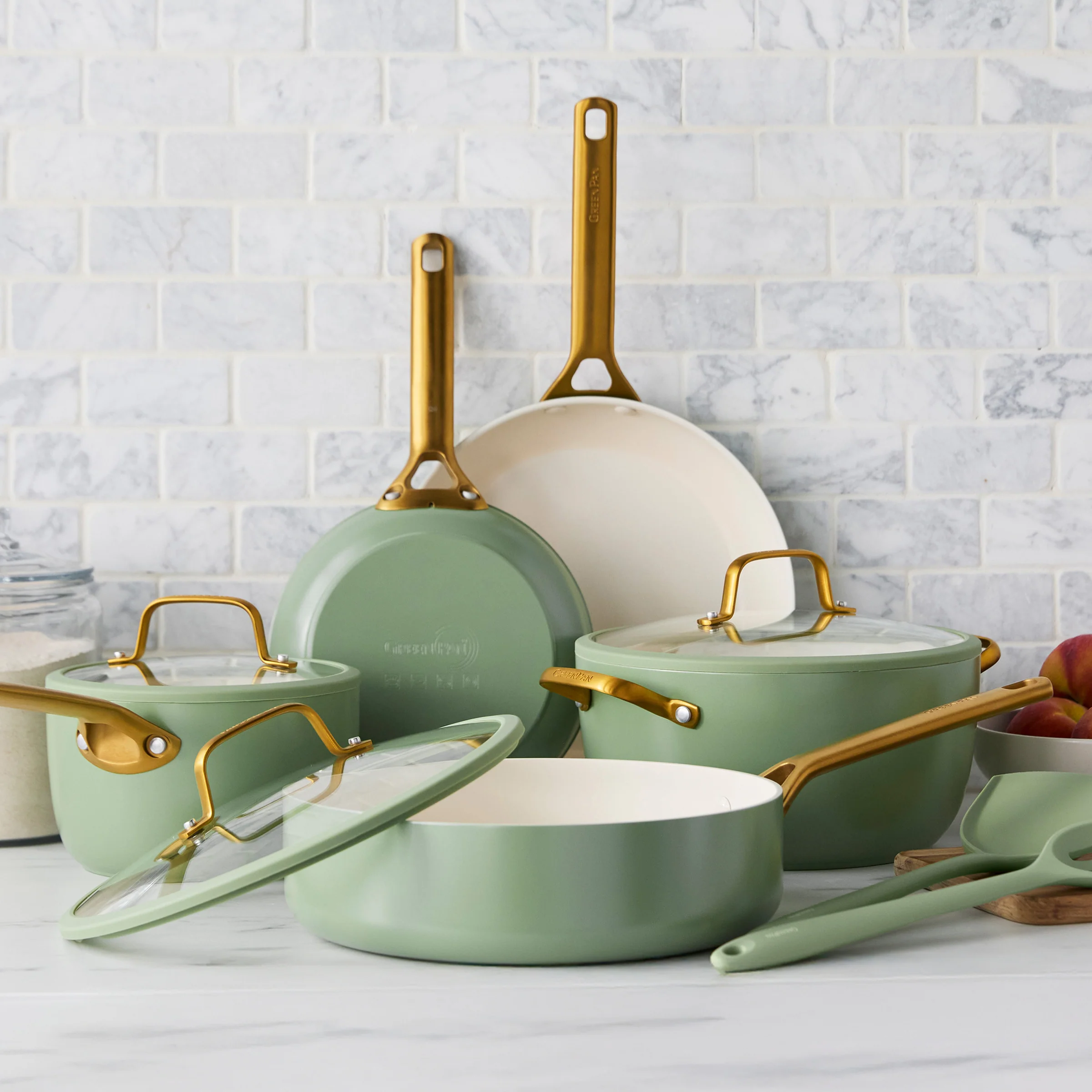 Reserve Pro Ceramic Nonstick 10-Piece Cookware Set | Sage - Image 2