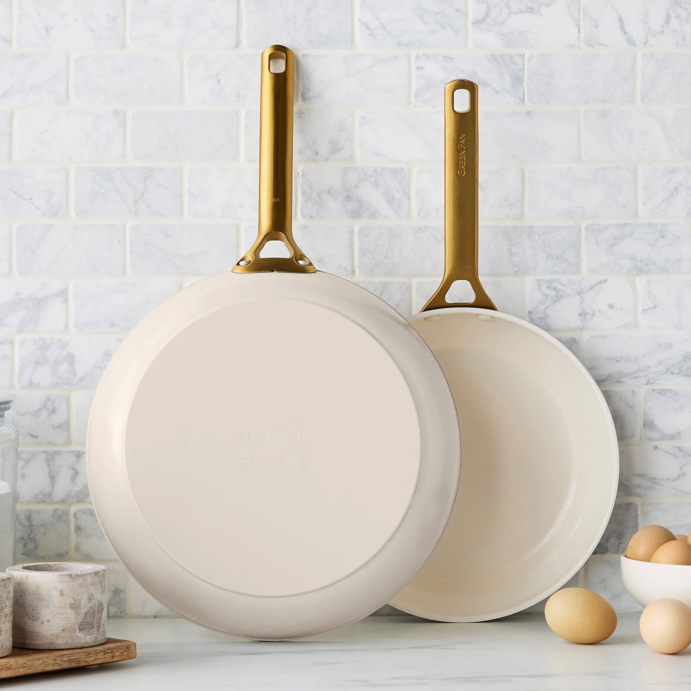 Reserve Pro Ceramic Nonstick 10" and 12" Frypan Set | Macadamia - Image 2