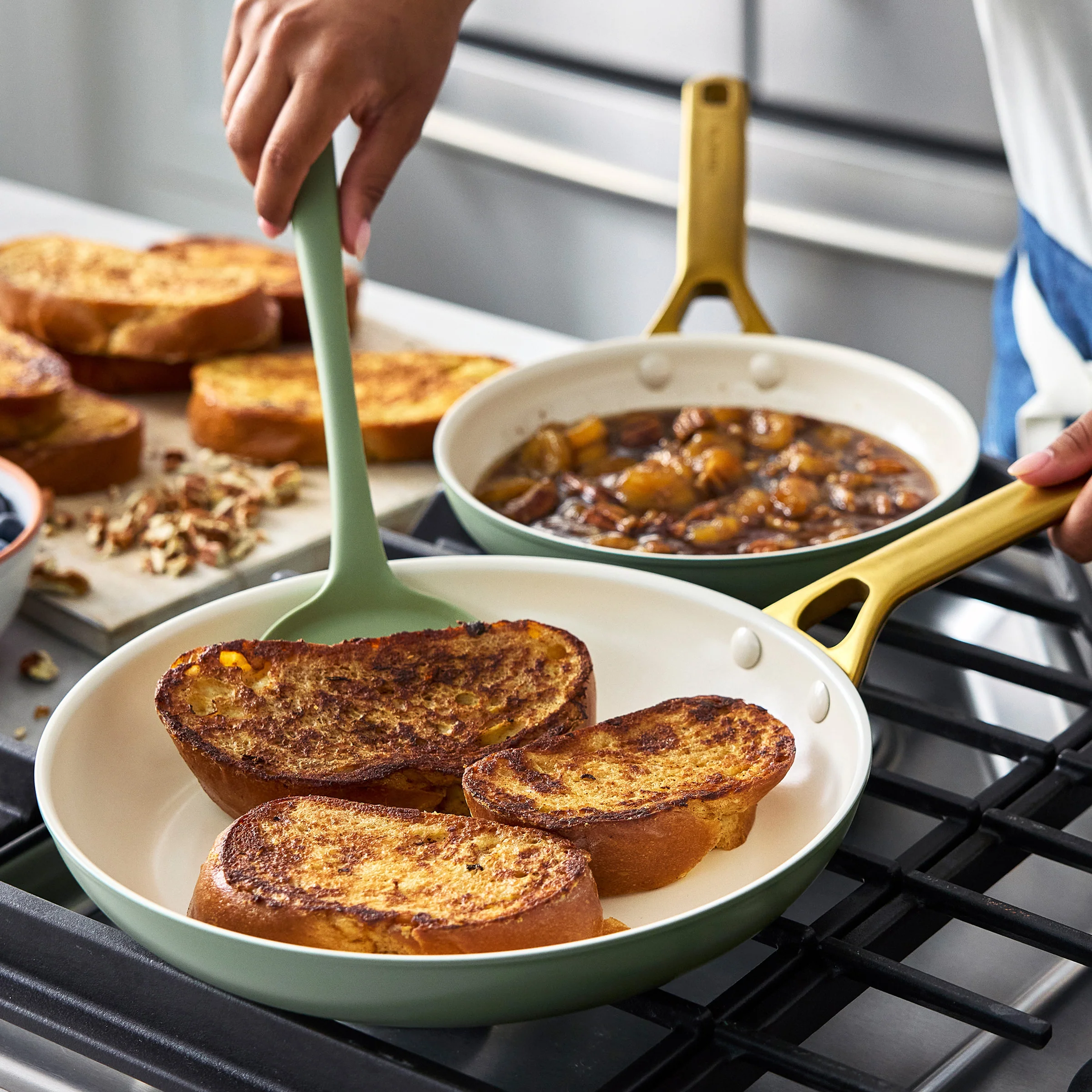 Reserve Pro Ceramic Nonstick 10" and 12" Frypan Set | Sage - Image 4