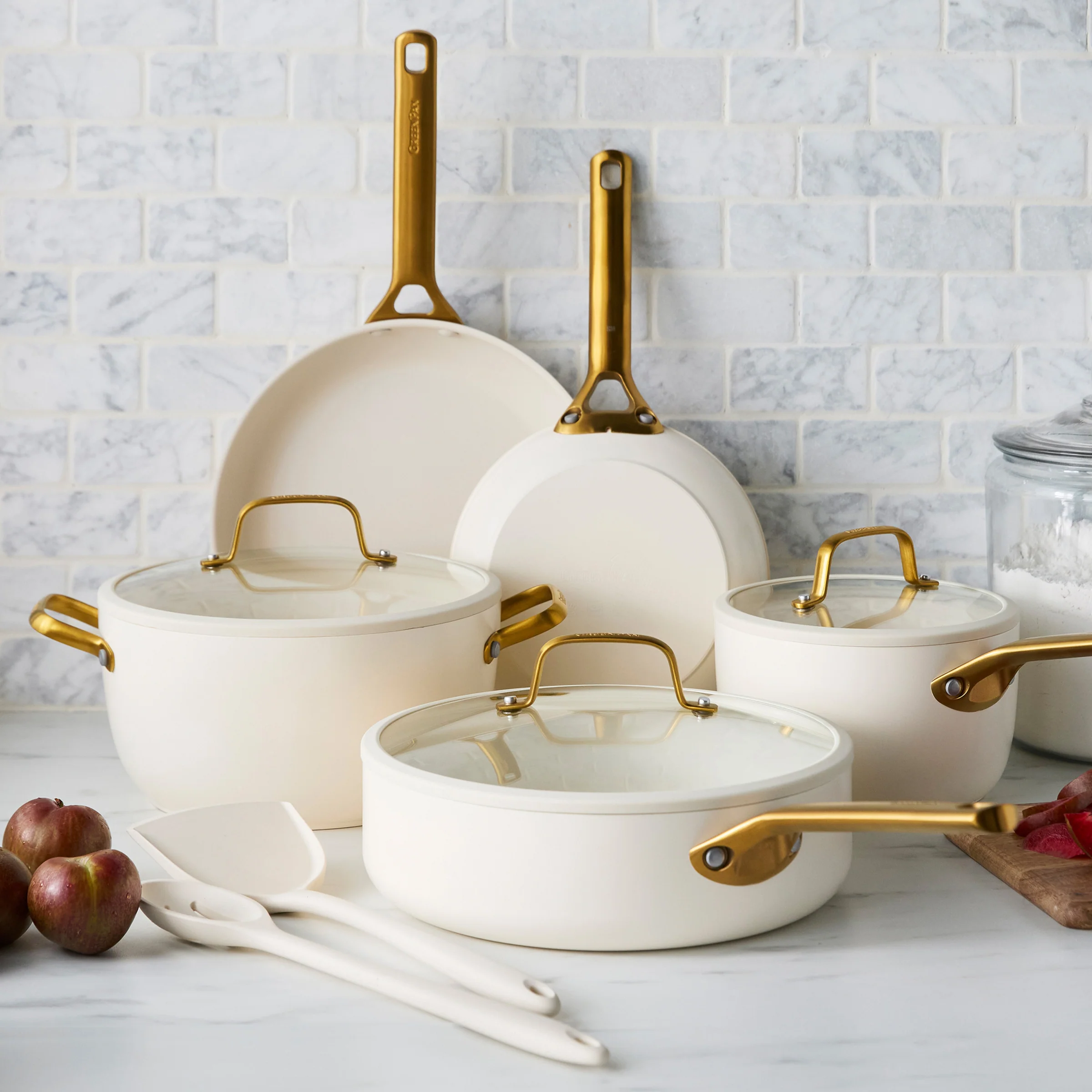 Reserve Pro Ceramic Nonstick 10-Piece Cookware Set | Cream - Image 2