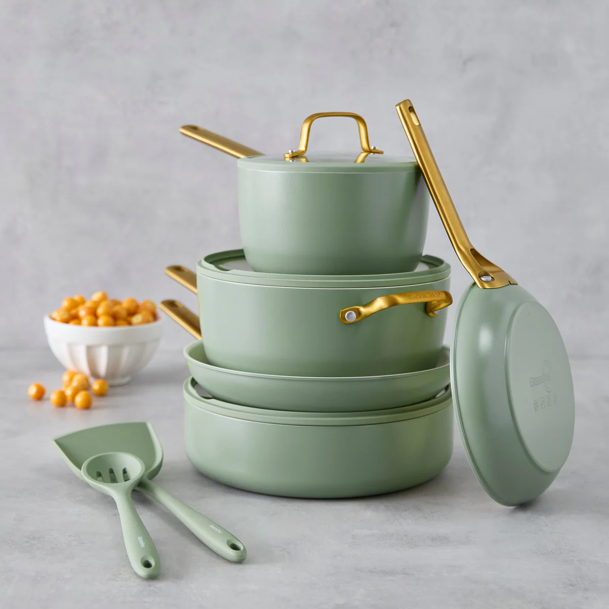 Reserve Pro Ceramic Nonstick 10-Piece Cookware Set | Sage - Image 3