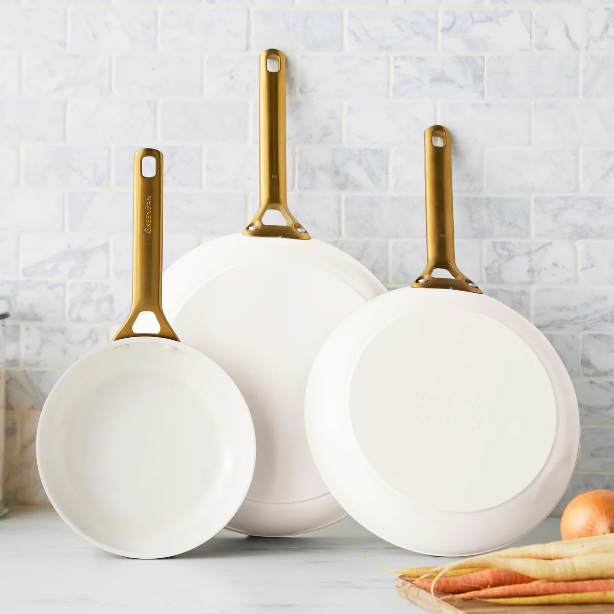 Reserve Pro Ceramic Nonstick 8", 10" and 12" Frypan Set | Cream - Image 2