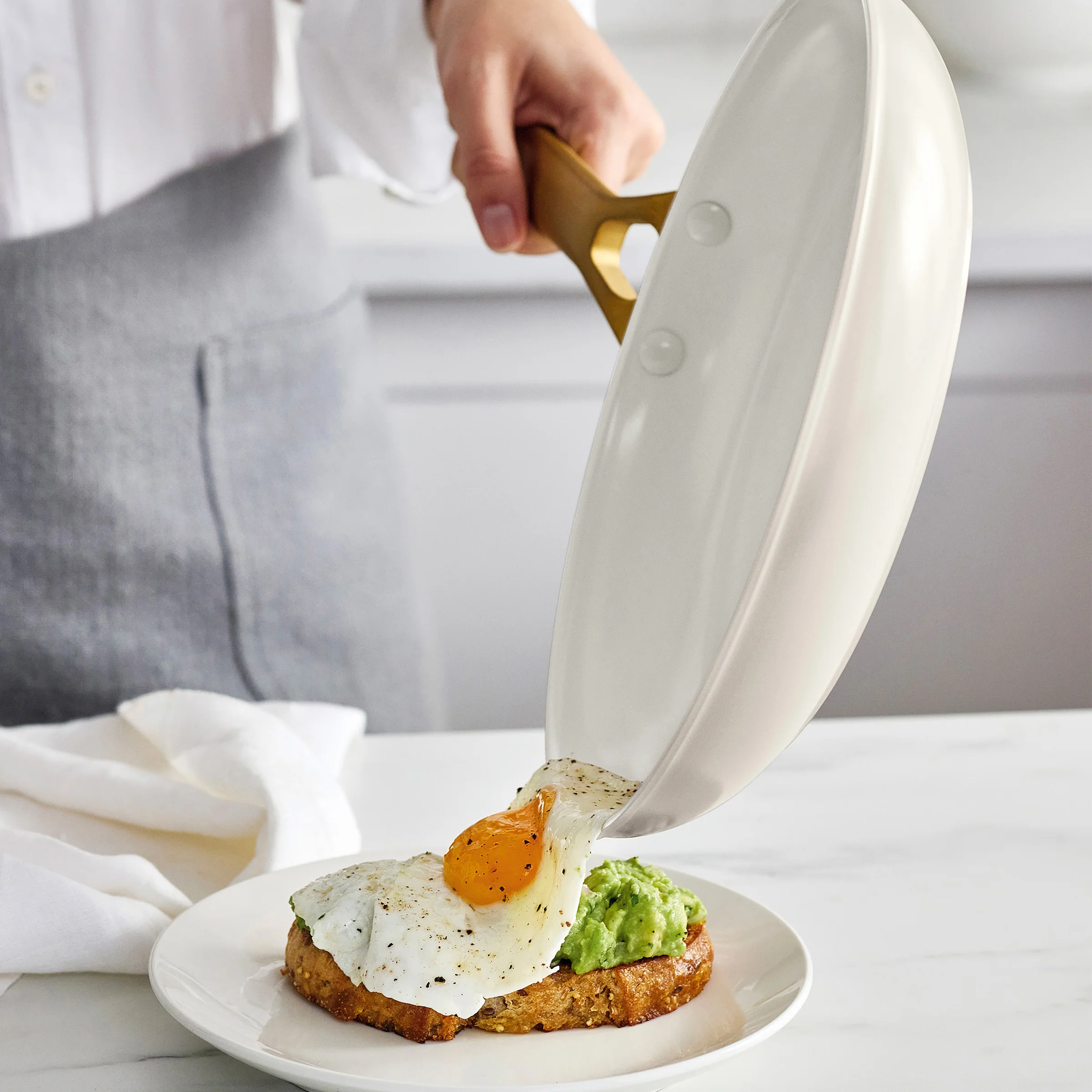 Reserve Pro Ceramic Nonstick 8", 10" and 12" Frypan Set | Cream - Image 3