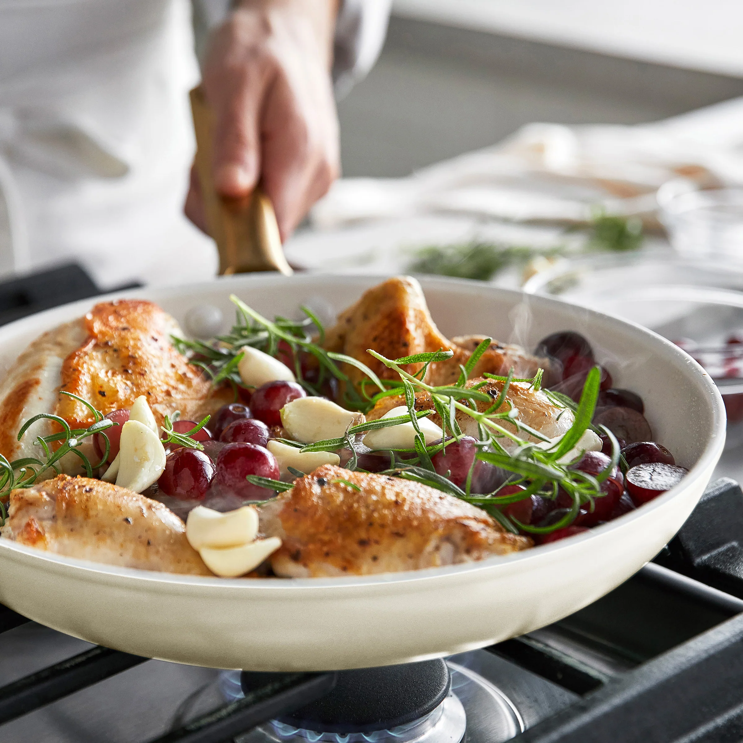 Reserve Pro Ceramic Nonstick 8", 10" and 12" Frypan Set | Cream - Image 7