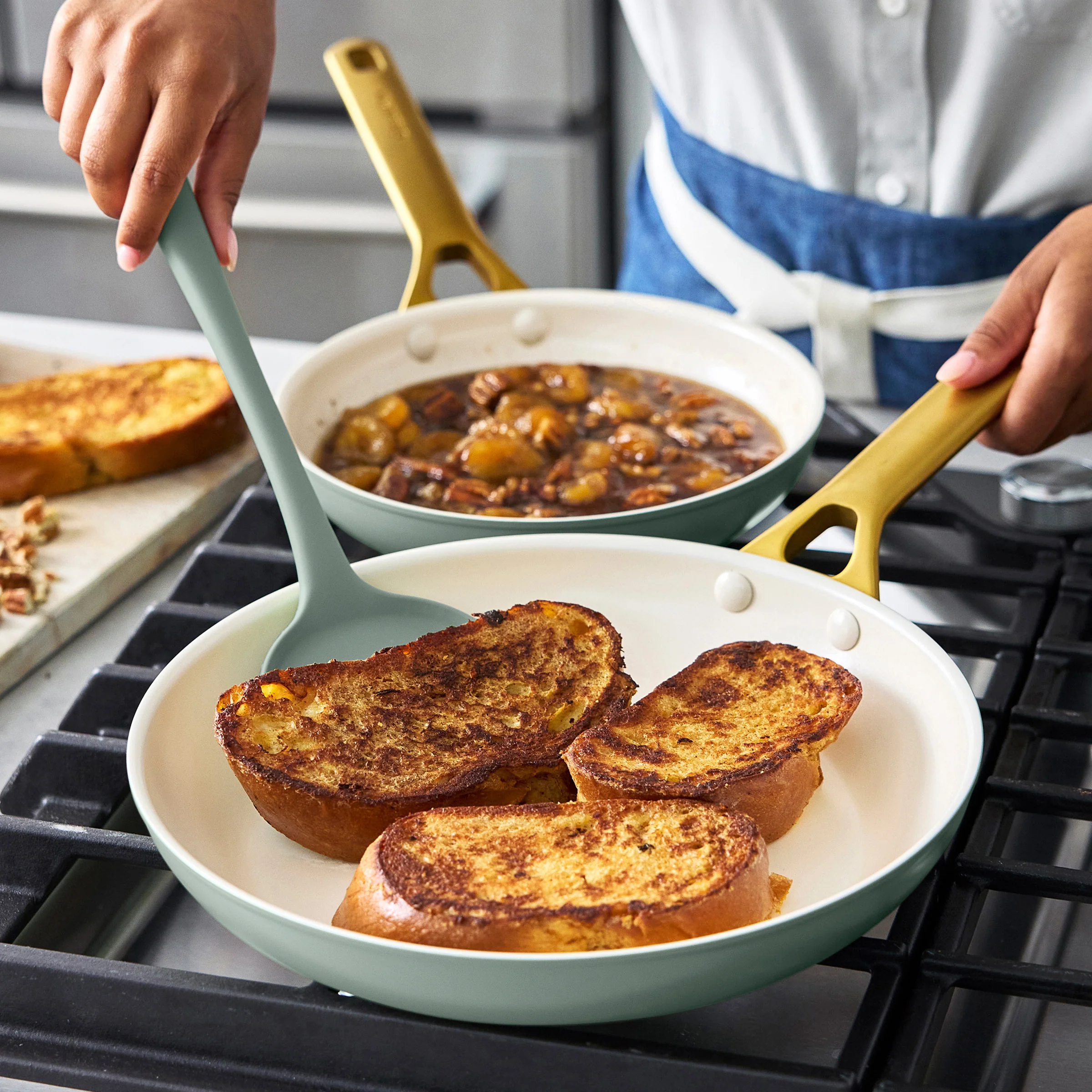 Reserve Pro Ceramic Nonstick 8", 10" and 12" Frypan Set | Moss - Image 4