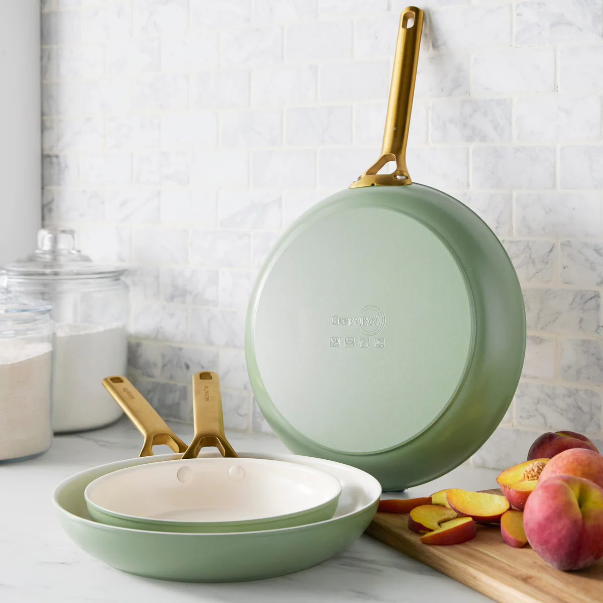 Reserve Pro Ceramic Nonstick 8", 10" and 12" Frypan Set | Sage - Image 2