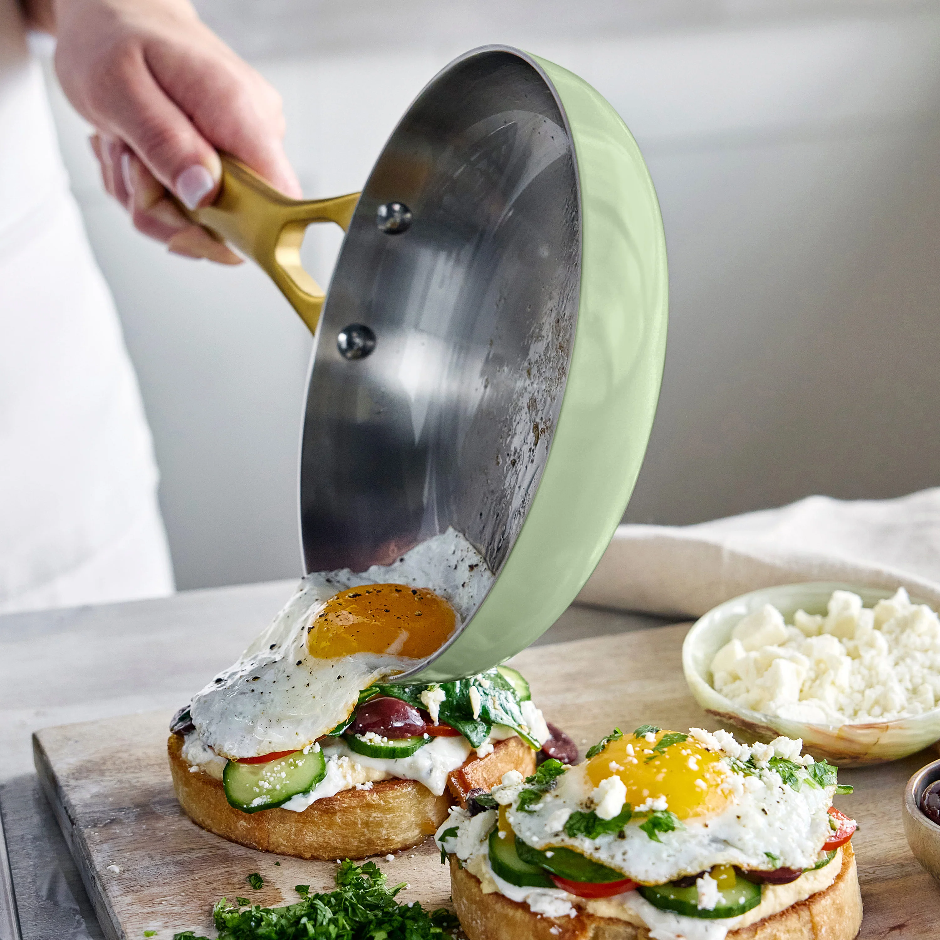 Reserve Pro Uncoated Stainless Steel 10" and 12" Frypan Set | Sage - Image 3