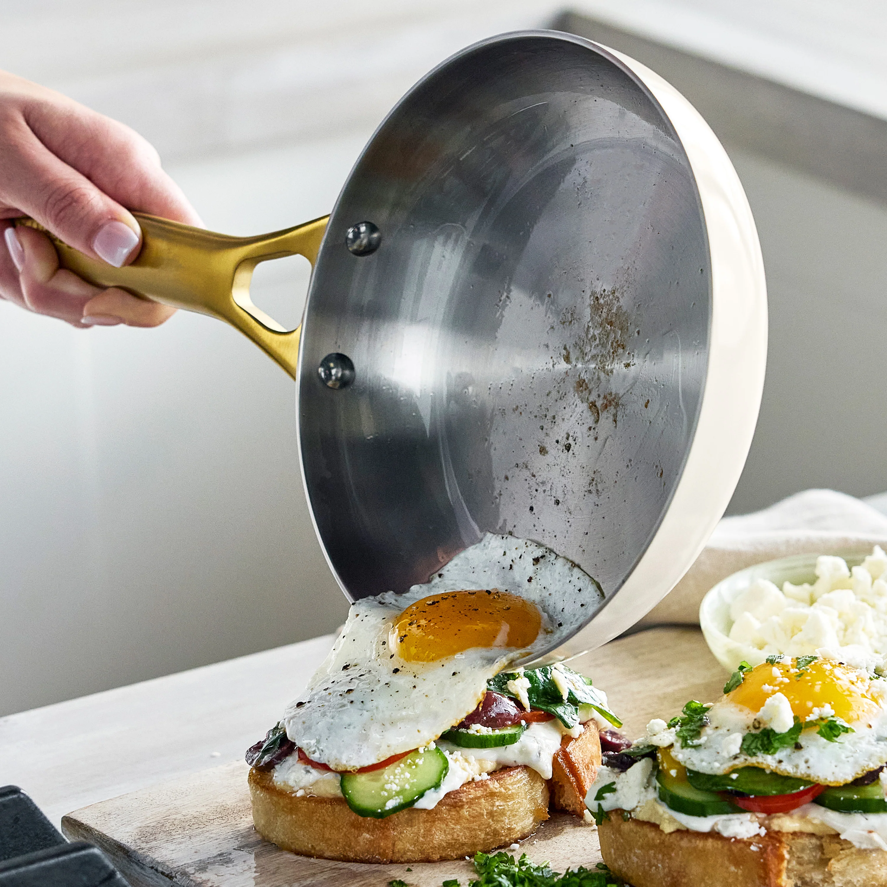 Reserve Pro Uncoated Stainless Steel 8" Frypan | Cream - Image 3