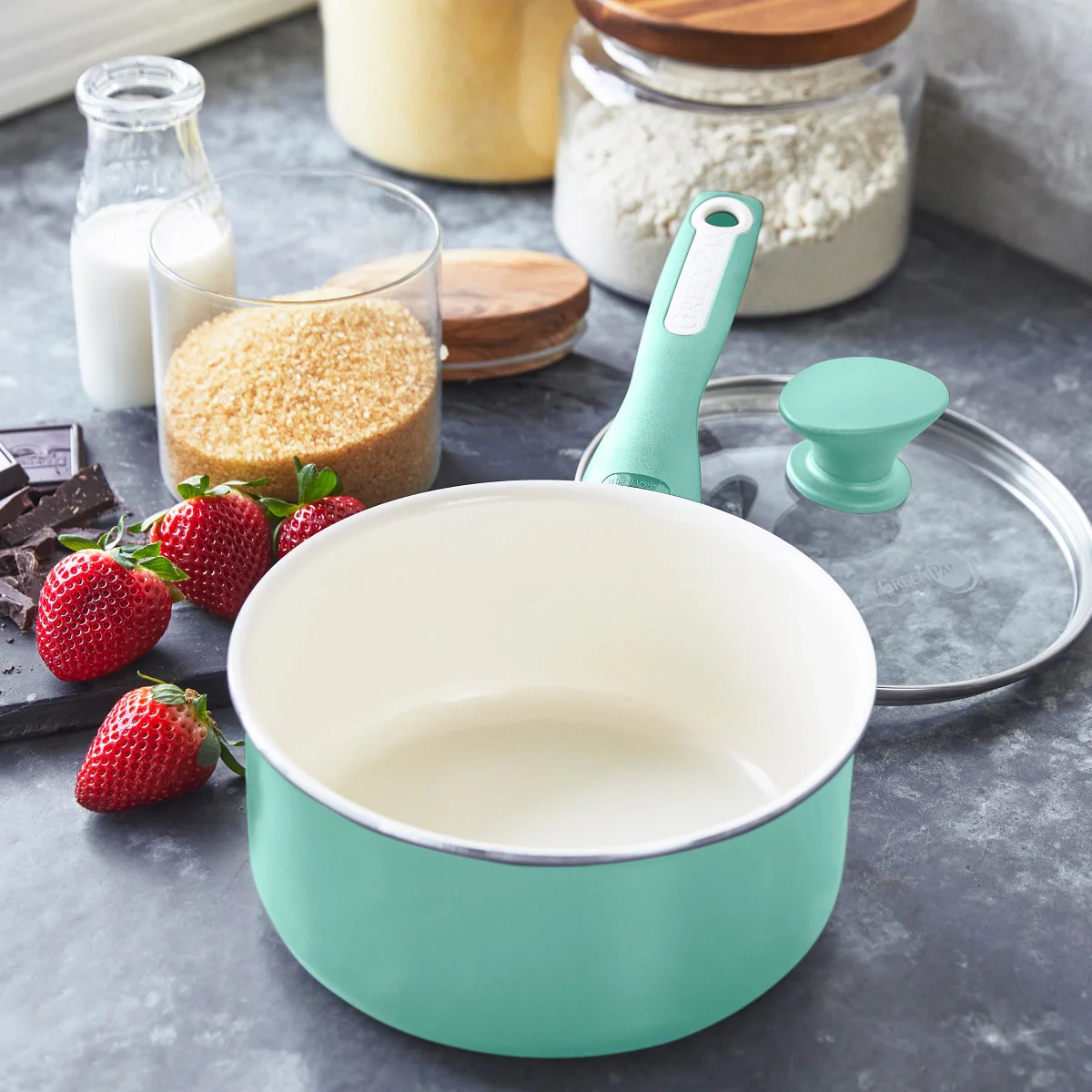 Rio Ceramic Nonstick 2-Quart Saucepan with Lid | Turquoise - Image 4
