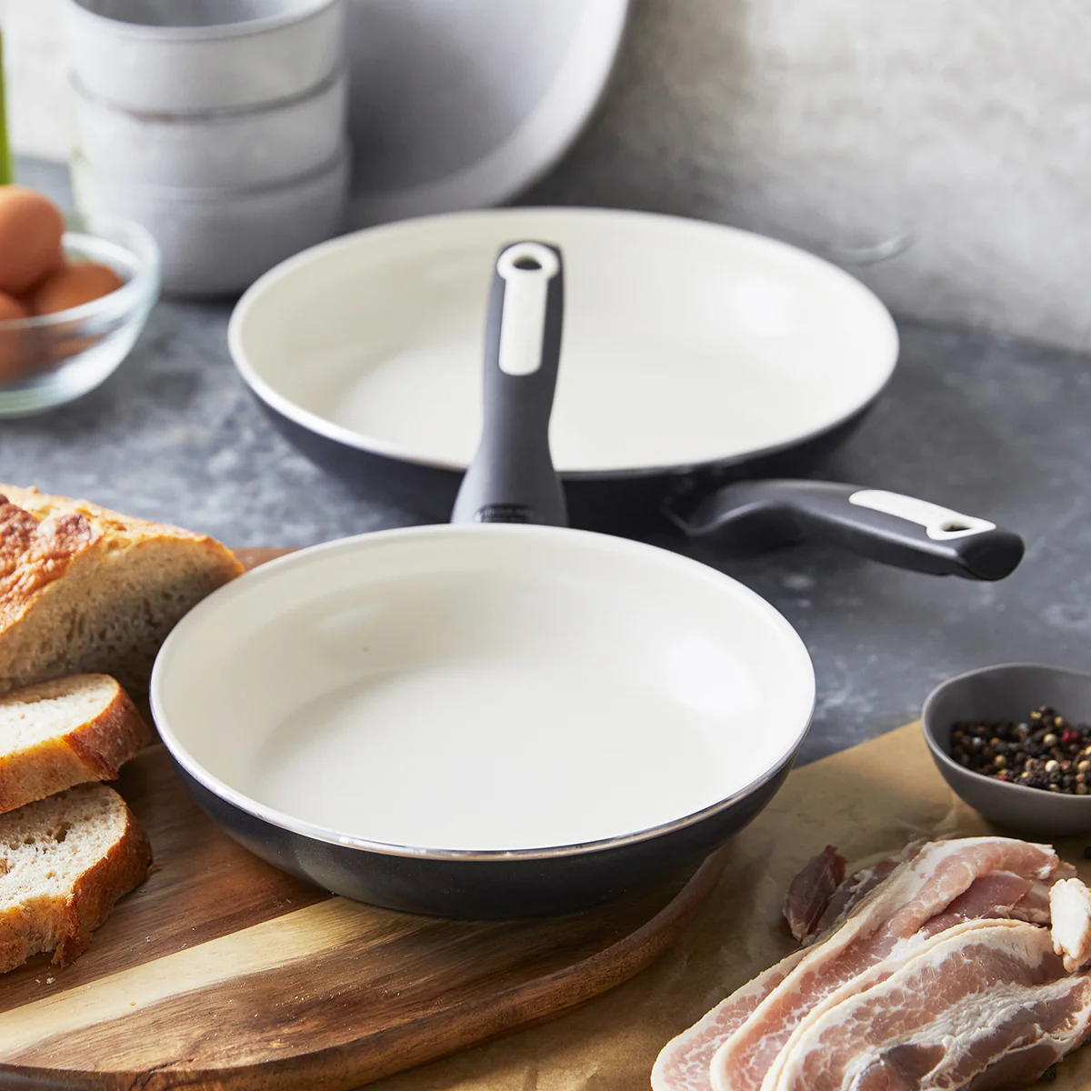 Rio Ceramic Nonstick 8" and 10" Frypan Set | Black - Image 2