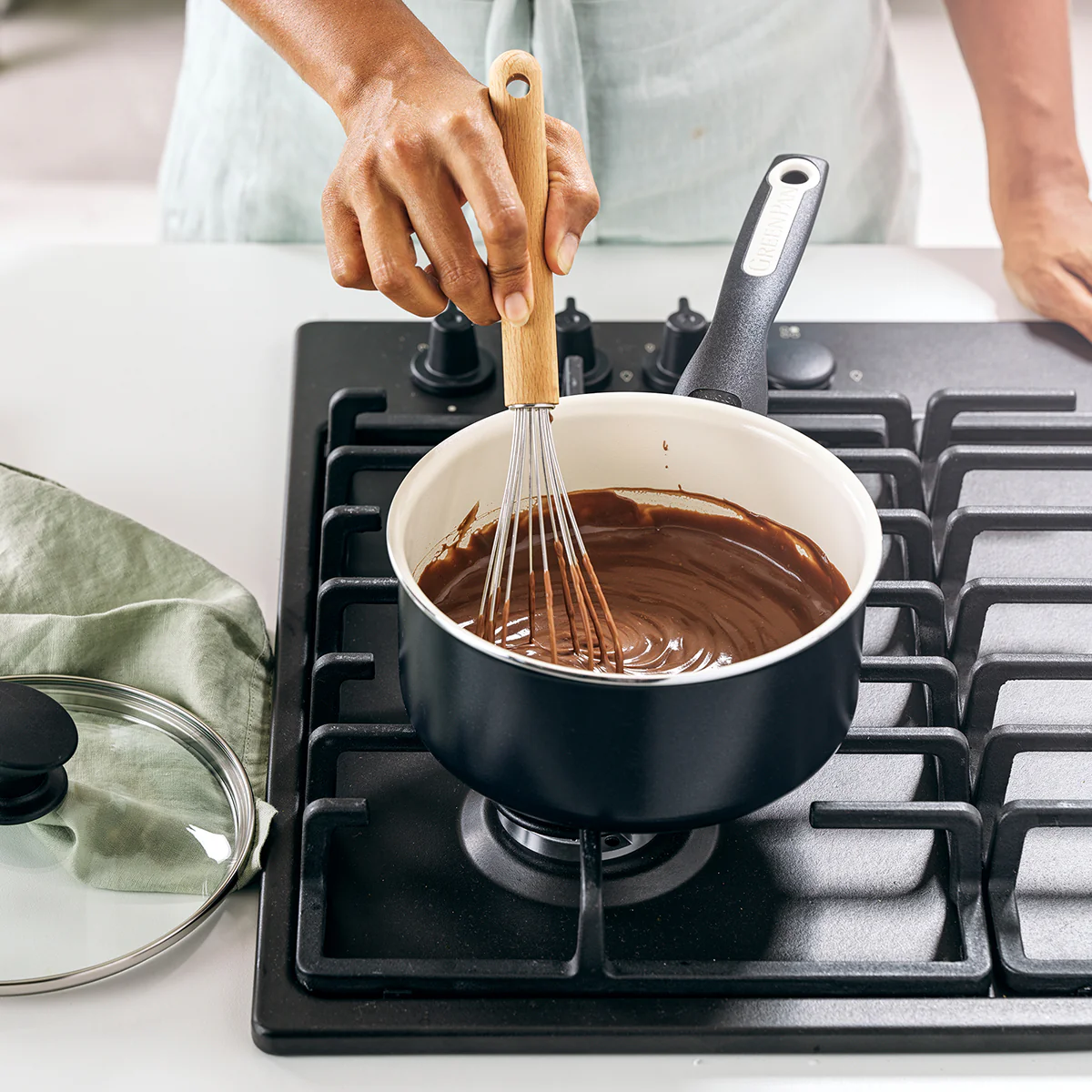 Rio Ceramic Nonstick 2-Quart Saucepan with Lid | Black - Image 3