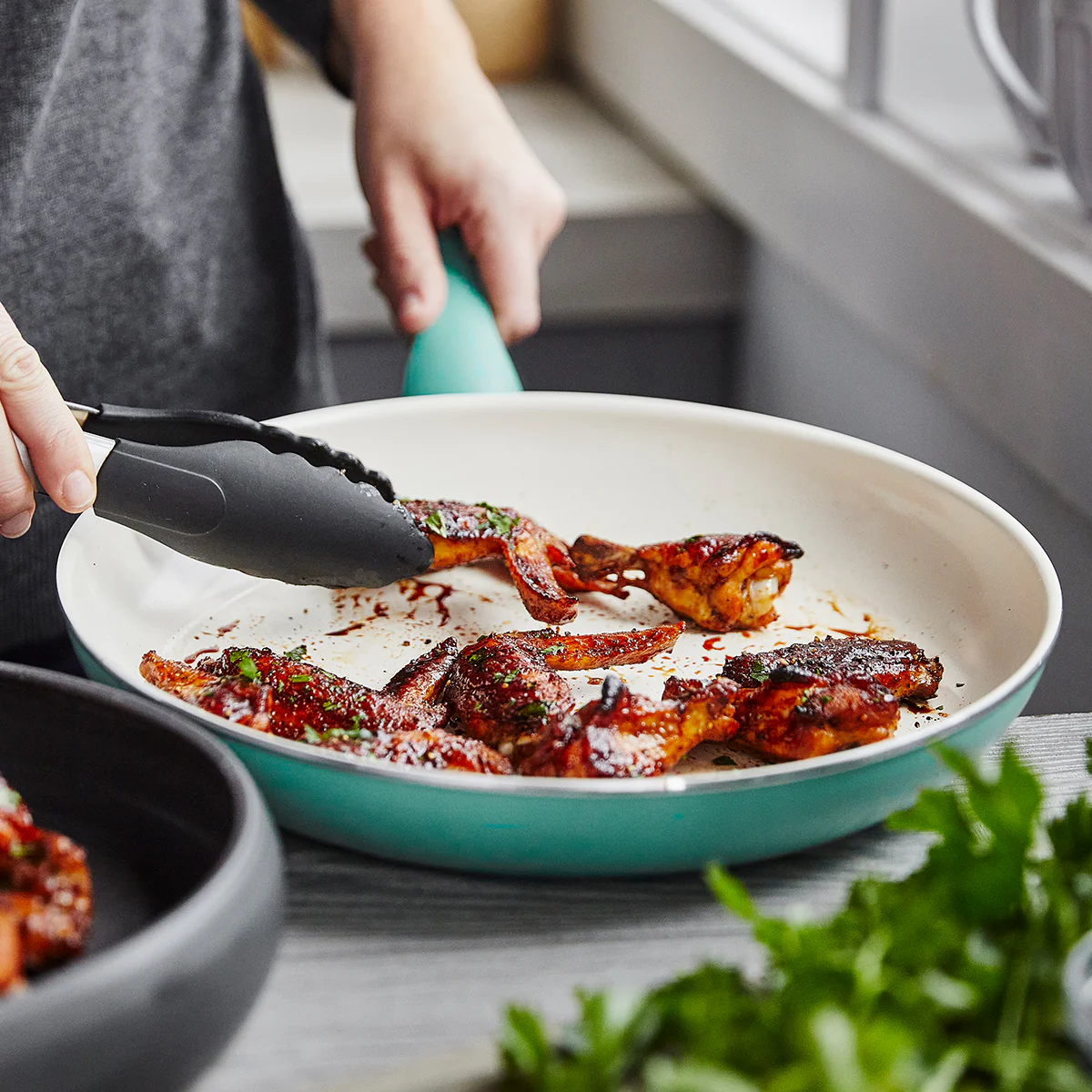 Rio Ceramic Nonstick 7", 9.5" and 11" Frypan Set | Turquoise - Image 5