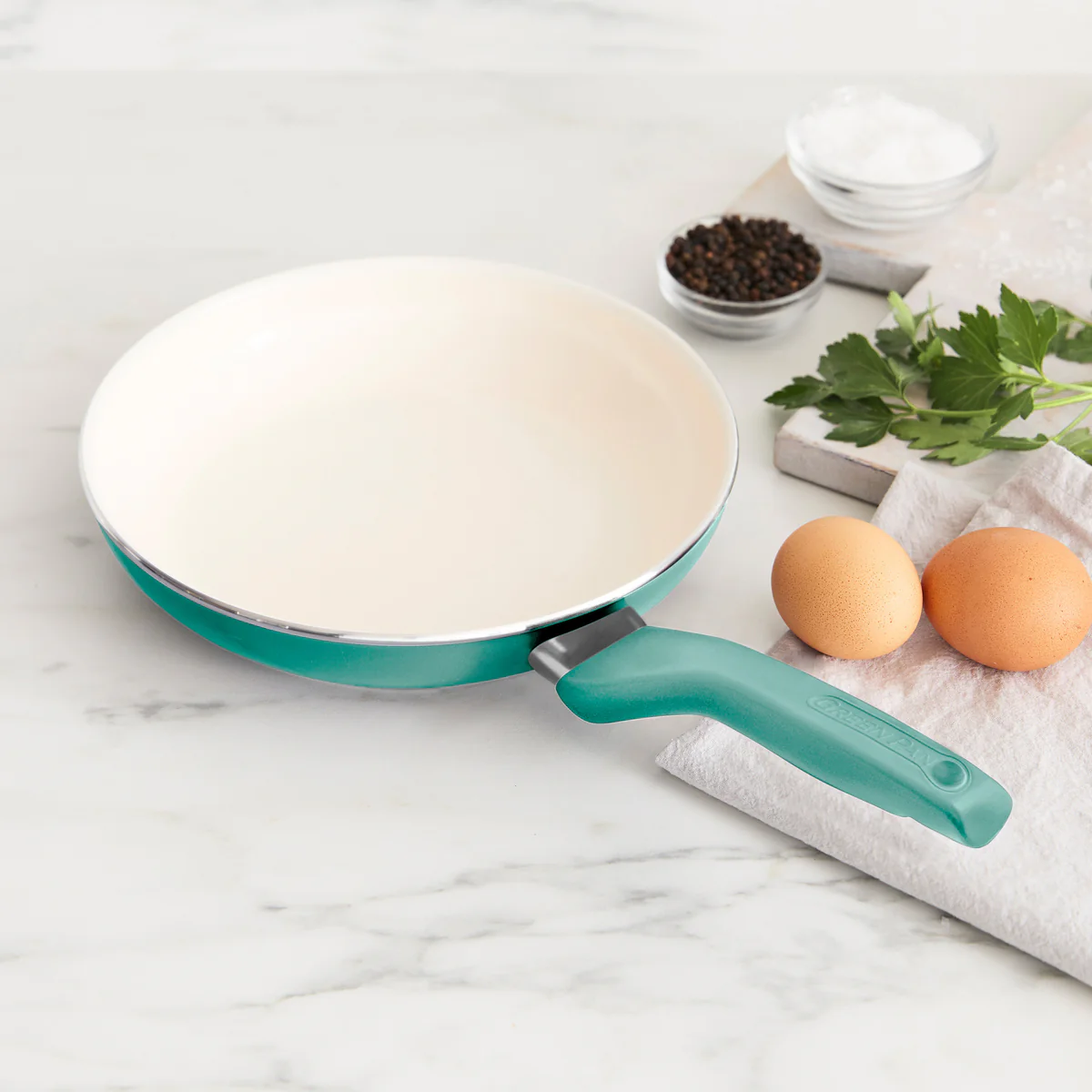 Rio Ceramic Nonstick 8" Frypan with Spatula | Turquoise - Image 2