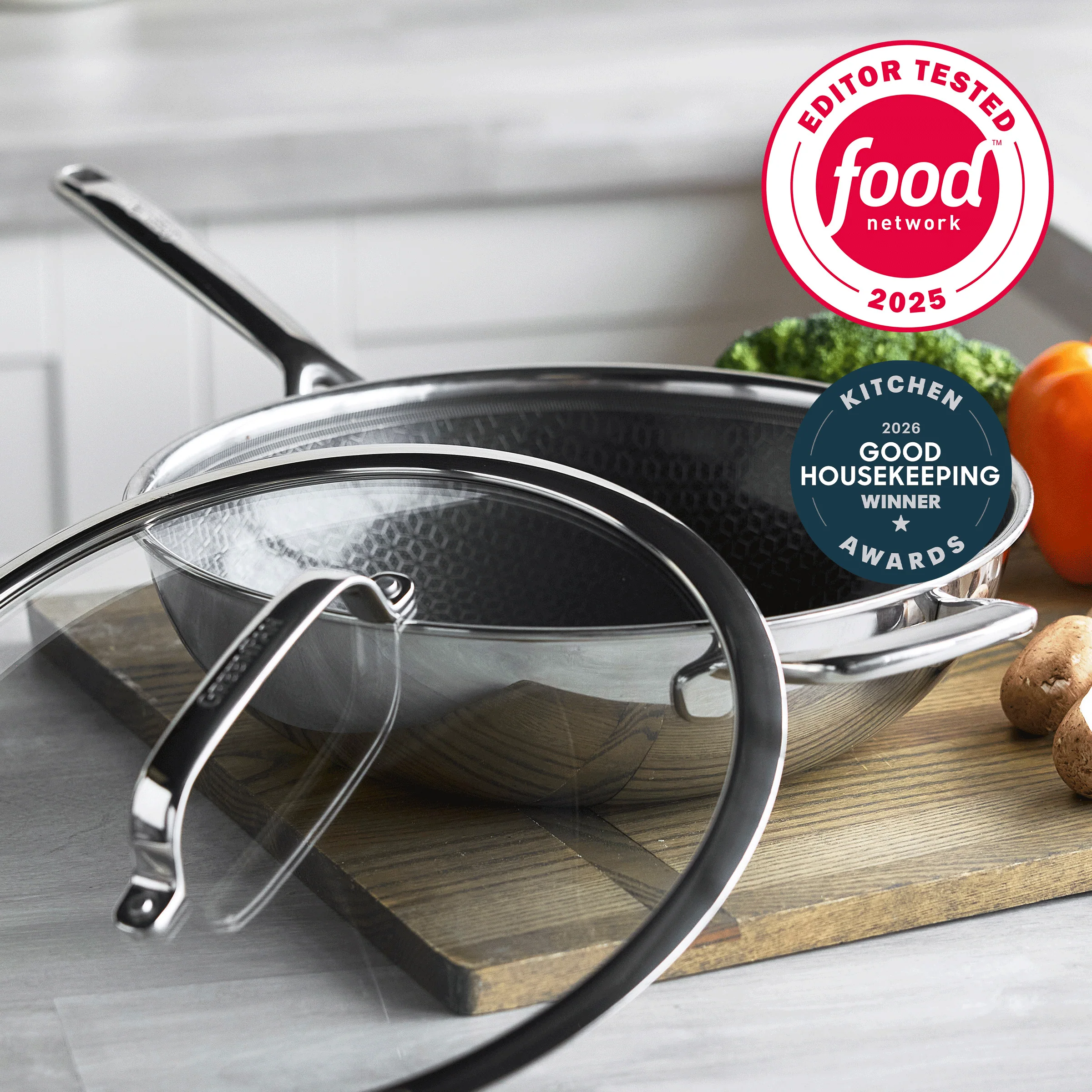Spectra Thermobond Hybrid Ceramic Nonstick 12" Wok with Lid - Image 2