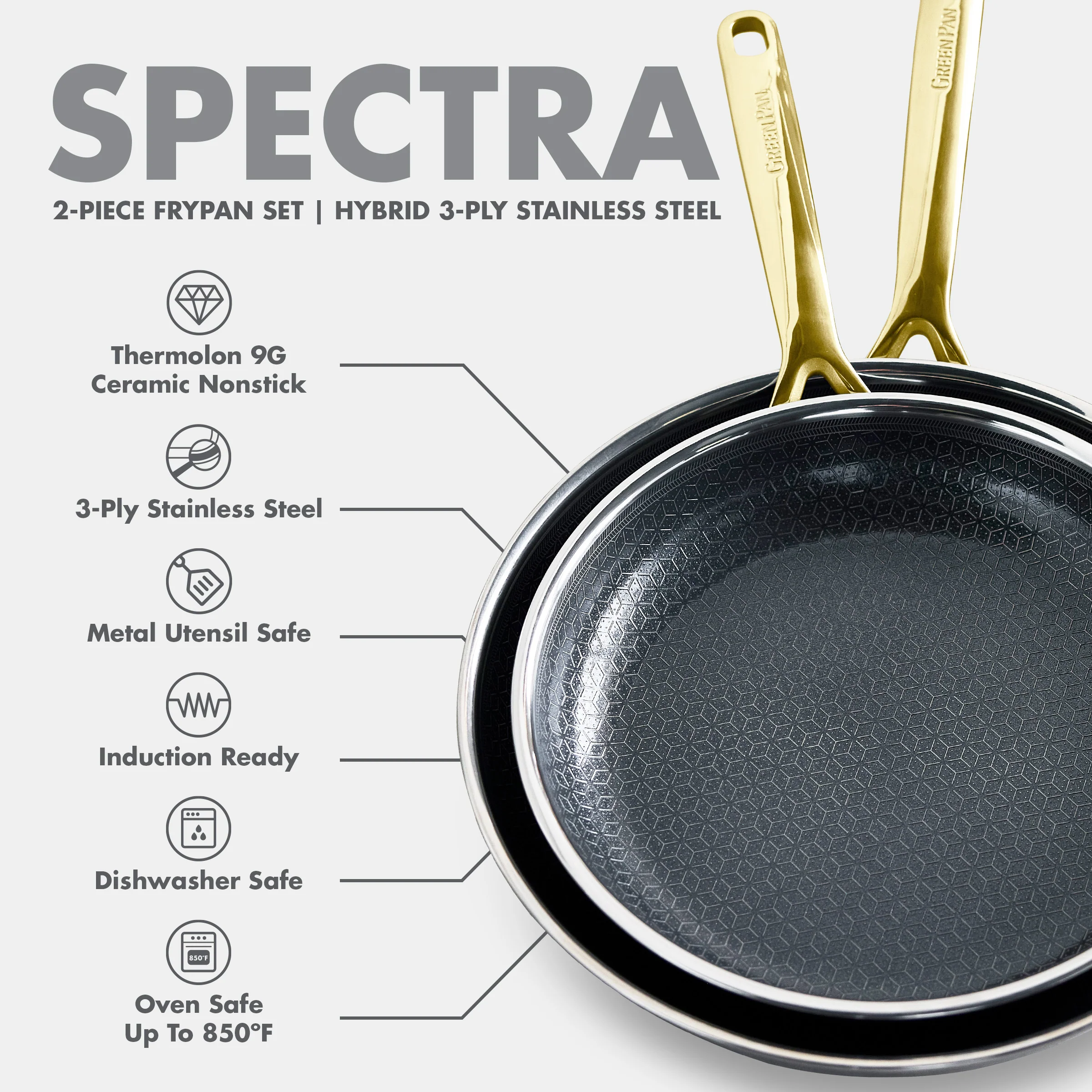Spectra Gold Thermobond Hybrid Ceramic Nonstick 10" and 12" Frypan Set - Image 14