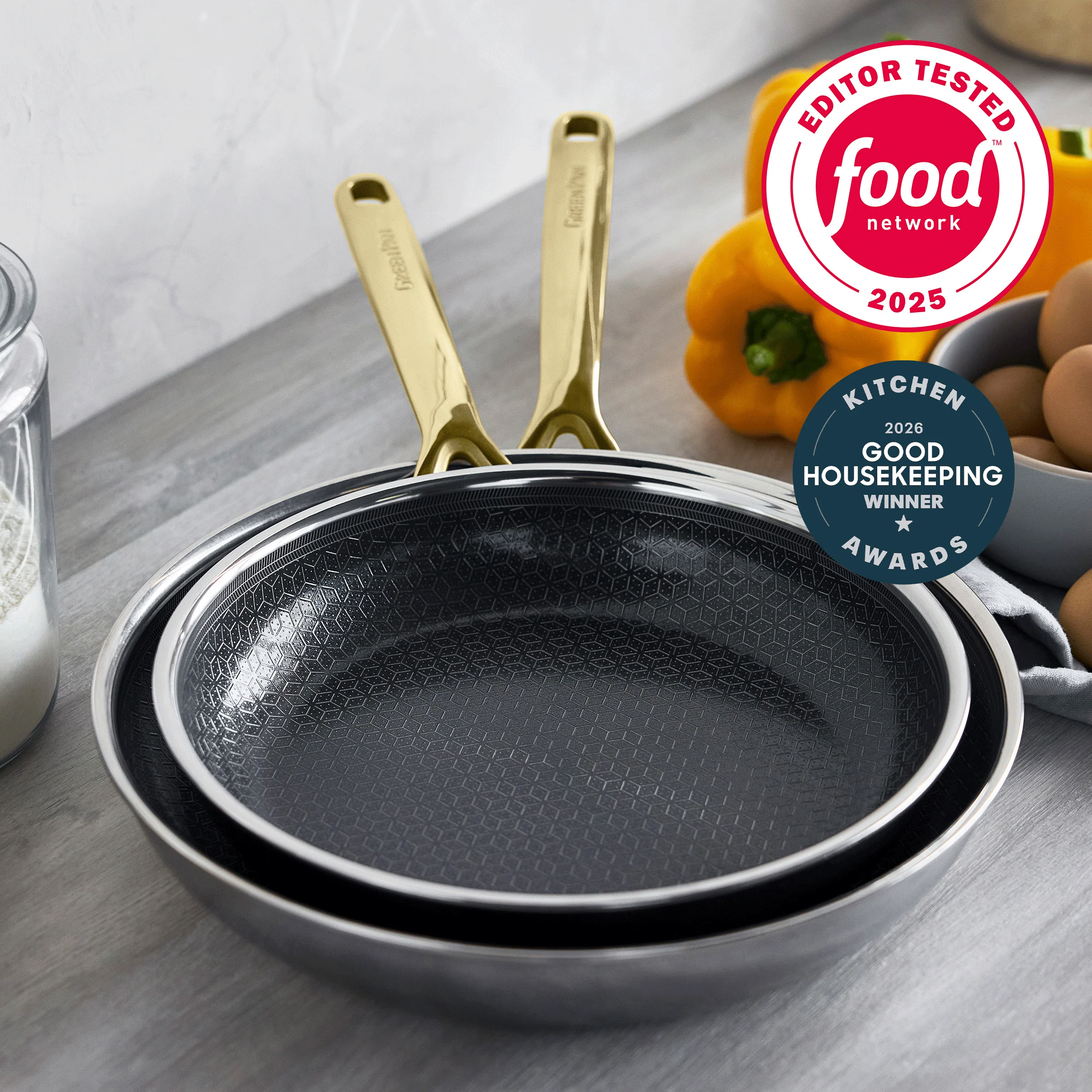 Spectra Gold Thermobond Hybrid Ceramic Nonstick 10" and 12" Frypan Set - Image 2