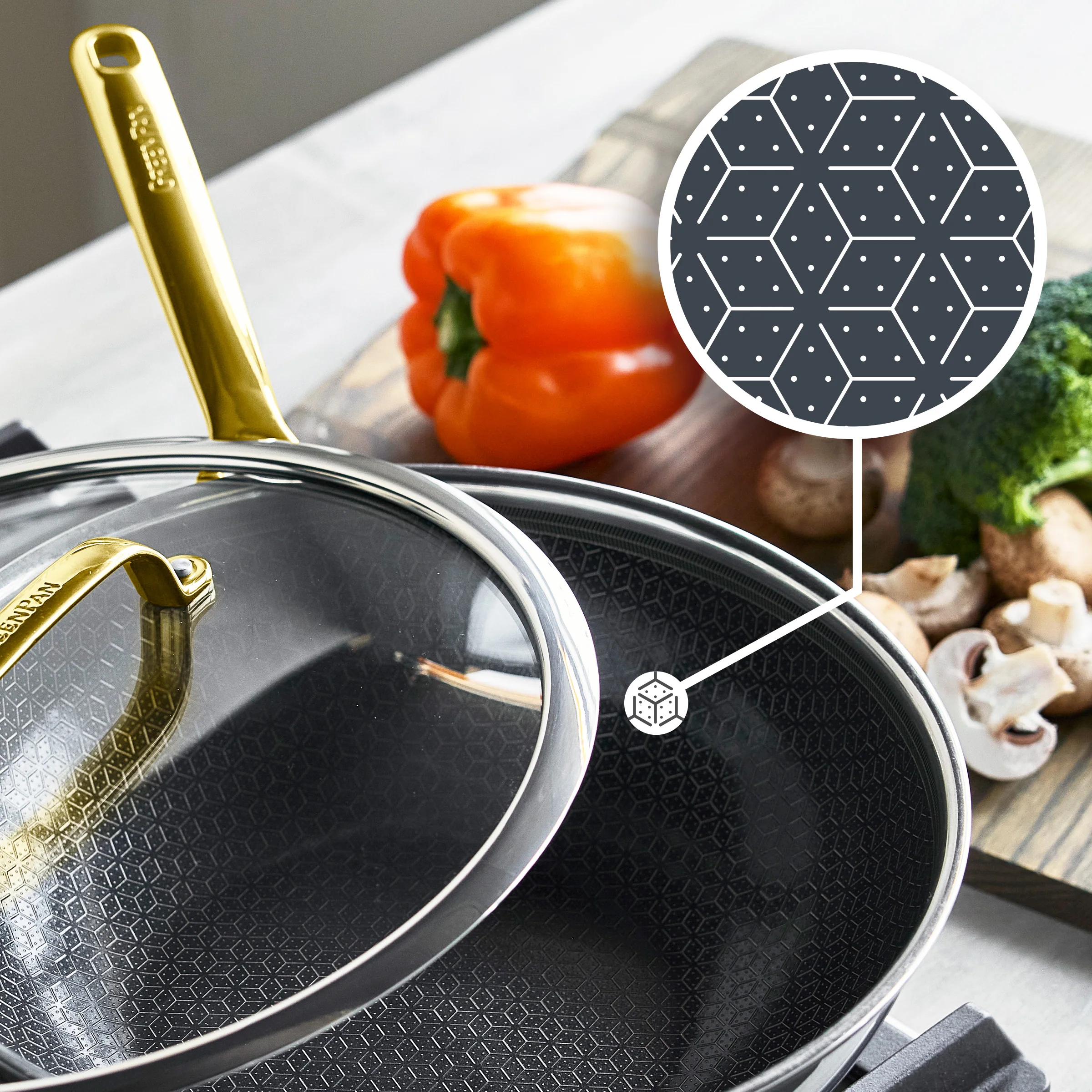 Spectra Gold Thermobond Hybrid Ceramic Nonstick 12" Wok with Lid - Image 4