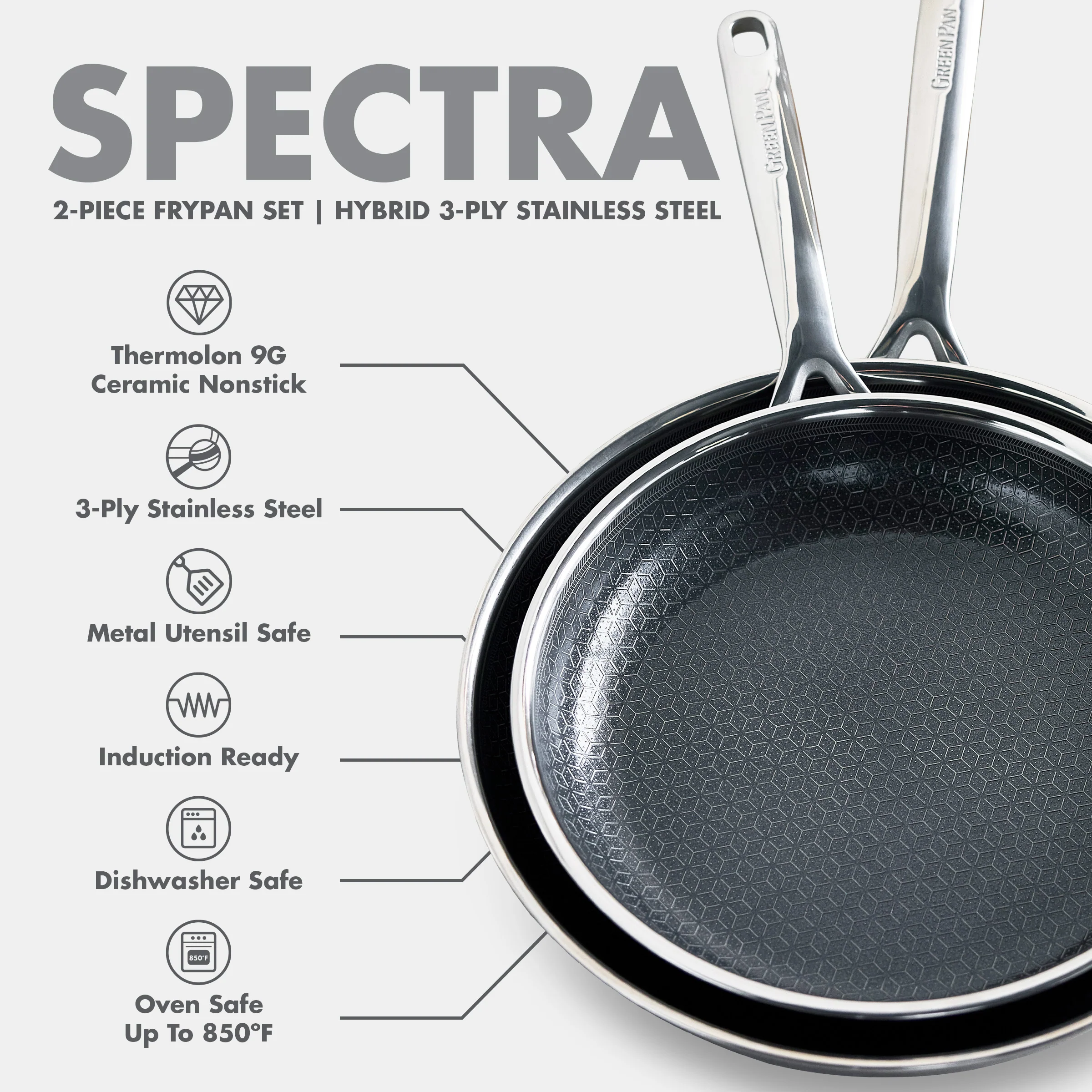 Spectra Thermobond Hybrid Ceramic Nonstick 8", 10" and 12" Frypan Set - Image 13