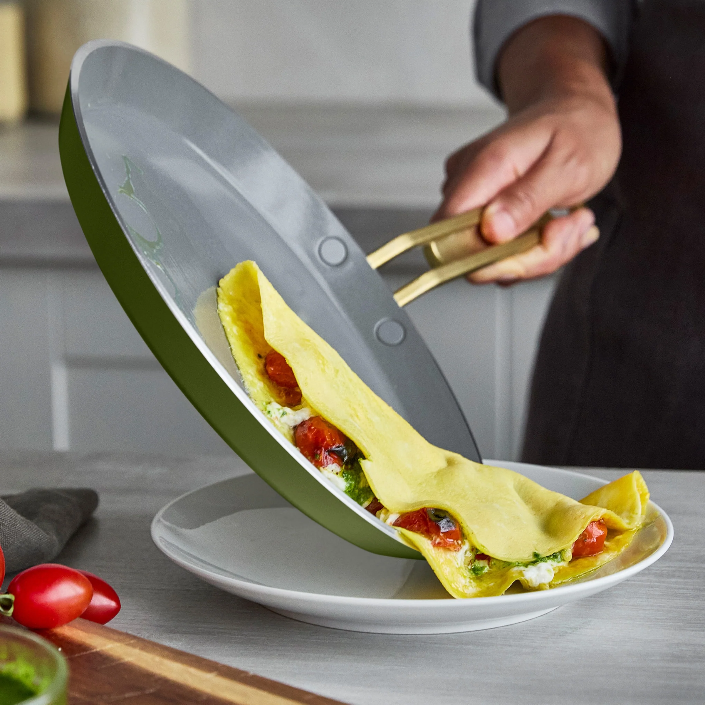 Stanley Tucci™ Ceramic Nonstick 10" Crepe and Omelette Pan | Tuscan Olive - Image 4
