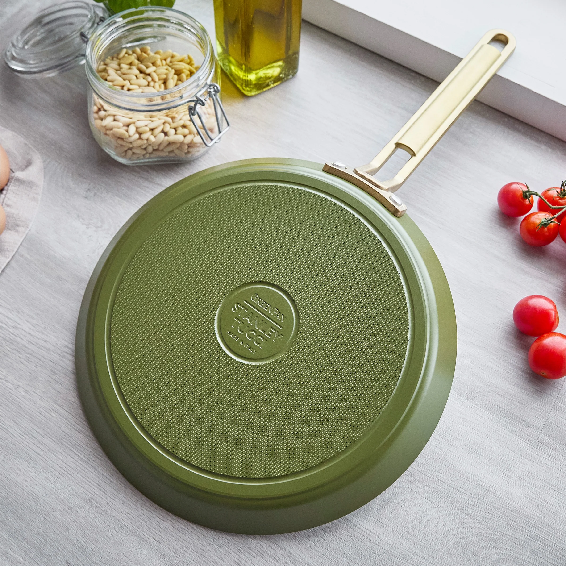 Stanley Tucci™ Ceramic Nonstick 10" Crepe and Omelette Pan | Tuscan Olive - Image 7