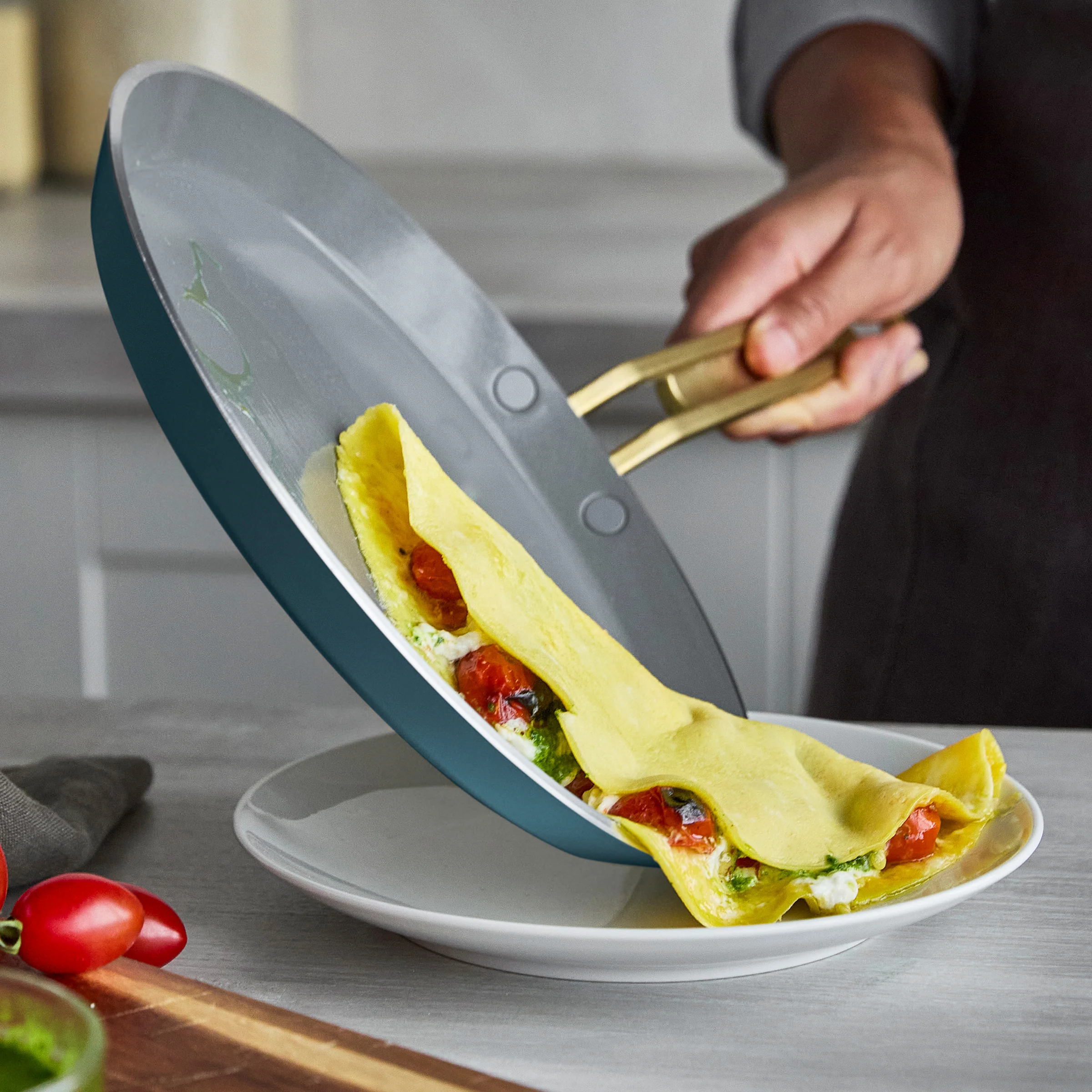Stanley Tucci™ Ceramic Nonstick 10" Crepe and Omelette Pan | Venetian Teal - Image 4