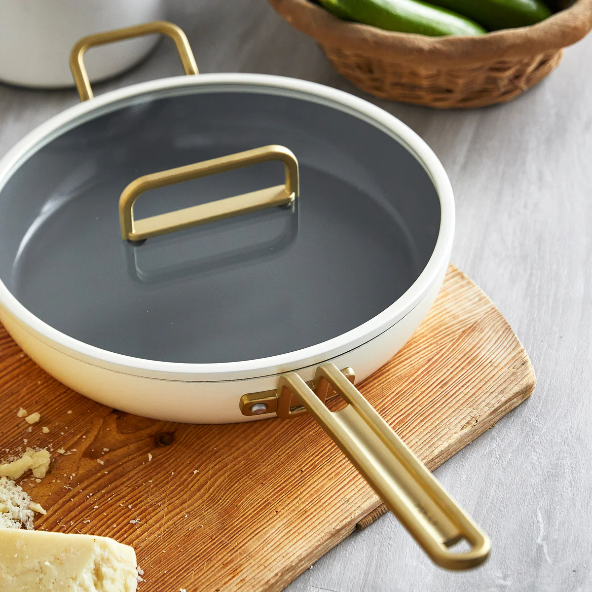 Stanley Tucci™ Ceramic Nonstick 12" Frypan with Lid | Carrara White - Image 7