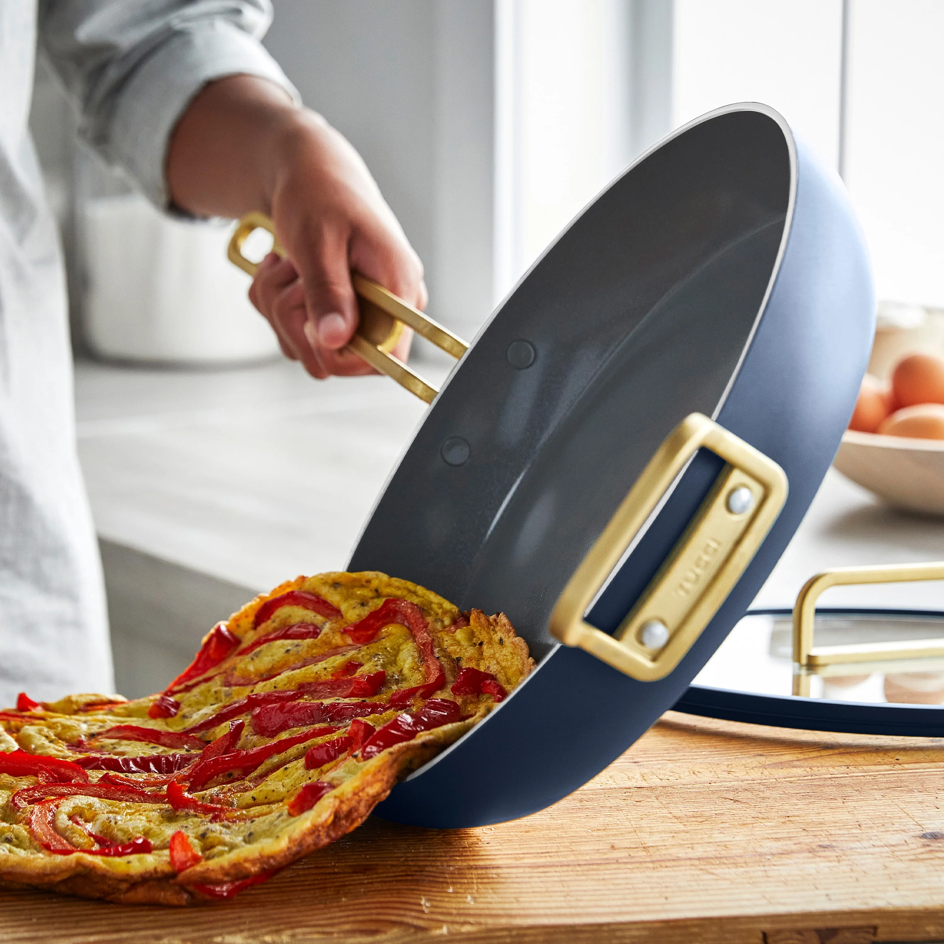 Stanley Tucci™ Ceramic Nonstick 12" Frypan with Lid | Marino Blue - Image 4
