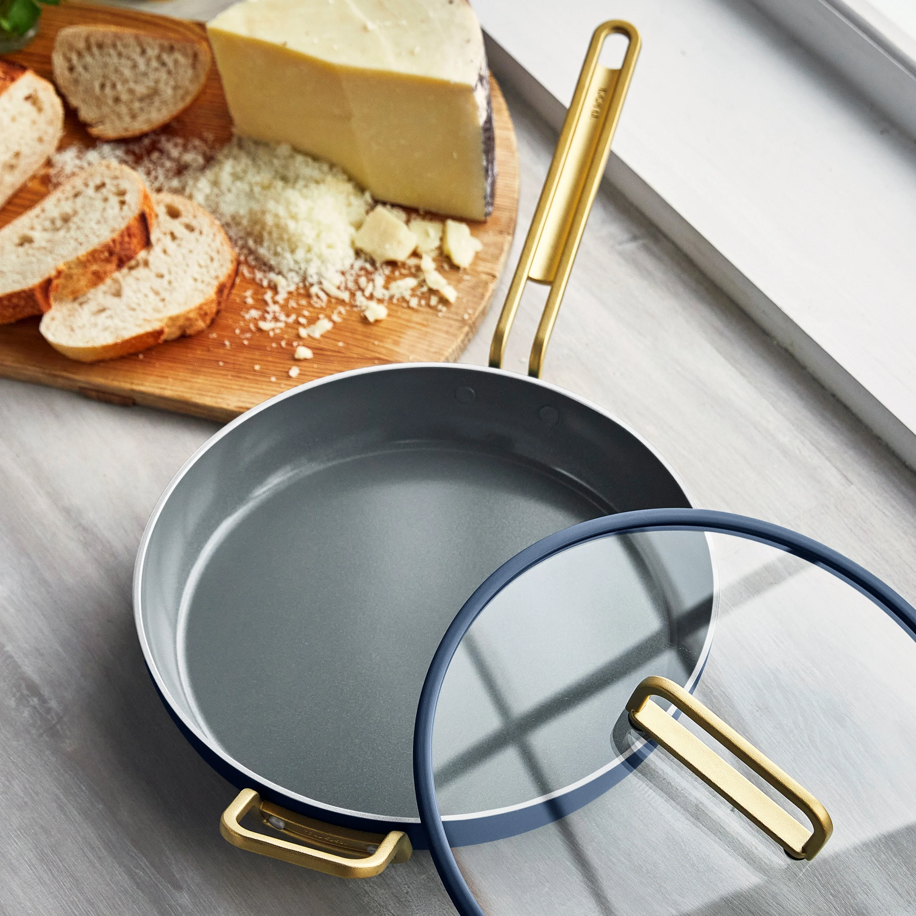 Stanley Tucci™ Ceramic Nonstick 12" Frypan with Lid | Marino Blue - Image 6