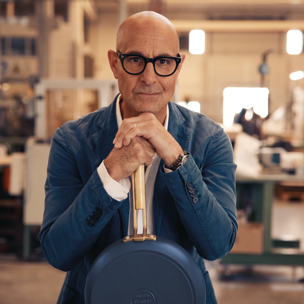 Stanley Tucci™ Ceramic Nonstick 12" Frypan with Lid | Marino Blue - Image 9