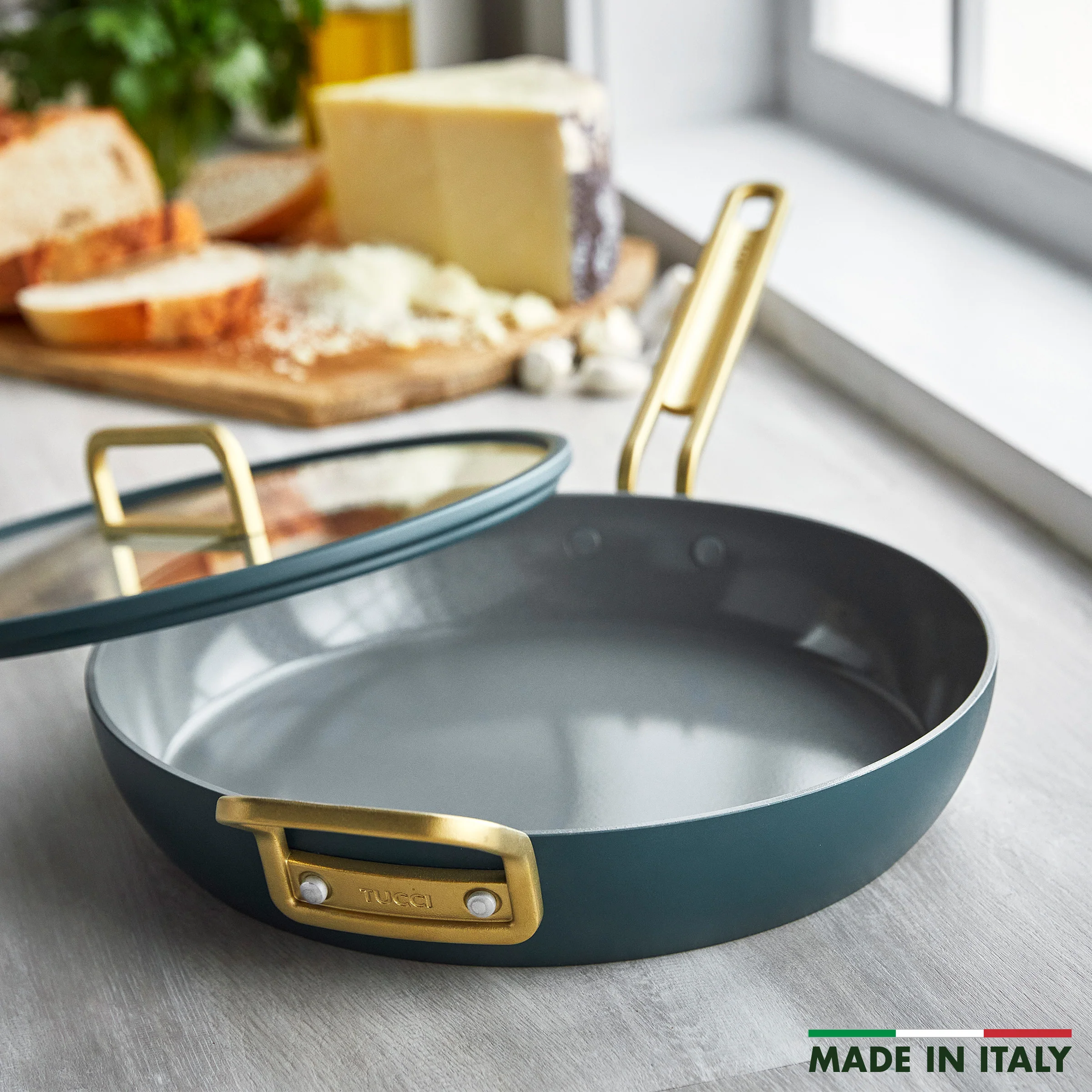 Stanley Tucci™ Ceramic Nonstick 12" Frypan with Lid | Venetian Teal - Image 3