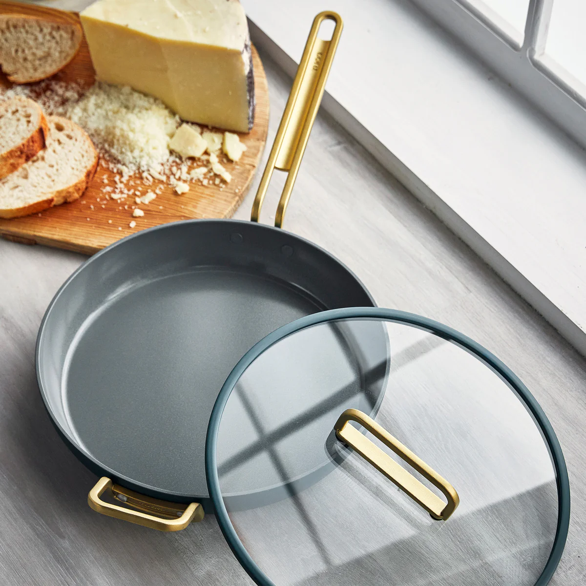 Stanley Tucci™ Ceramic Nonstick 12" Frypan with Lid | Venetian Teal - Image 5