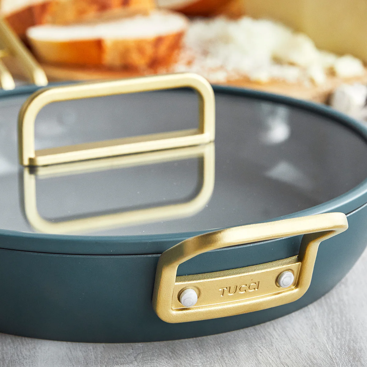 Stanley Tucci™ Ceramic Nonstick 12" Frypan with Lid | Venetian Teal - Image 6