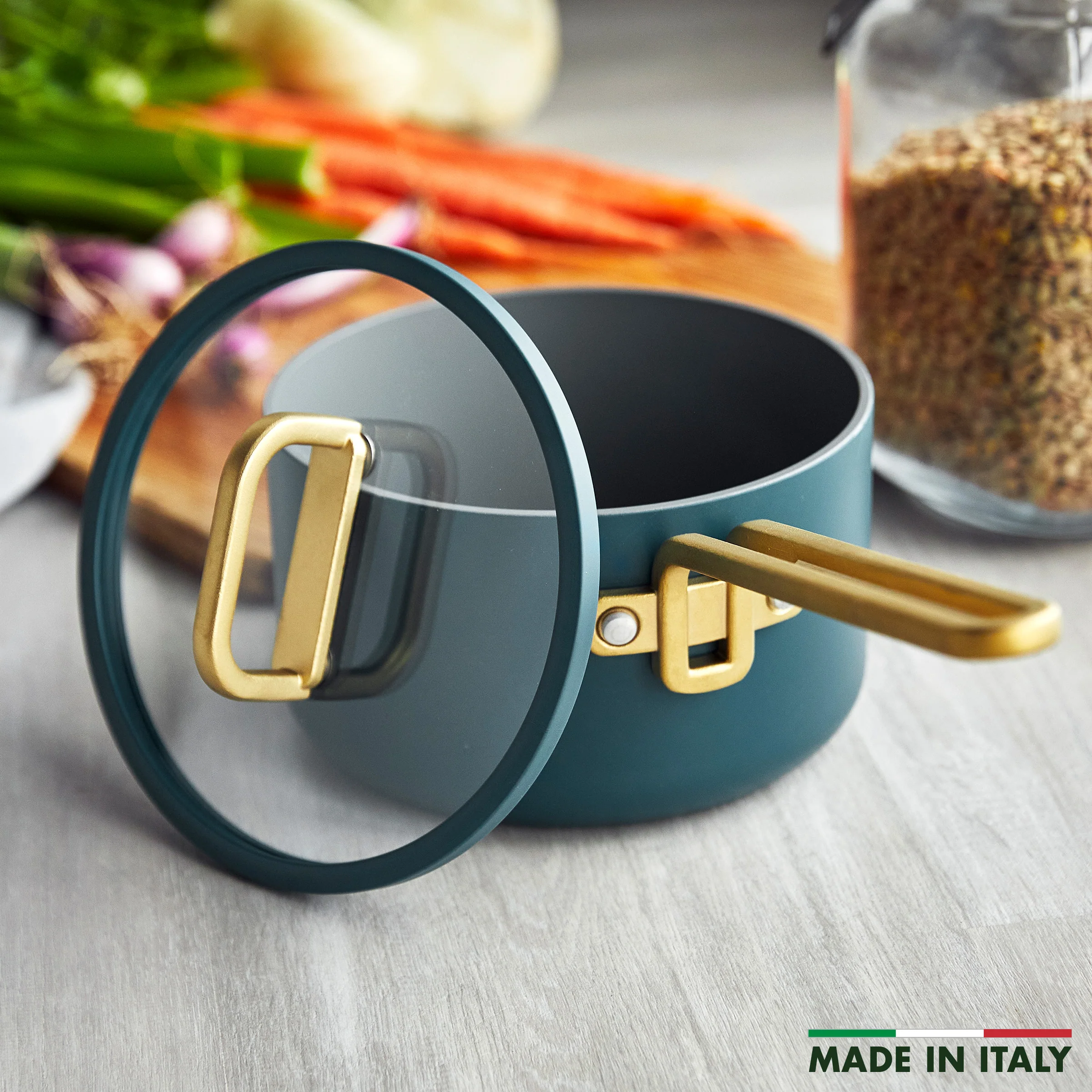 Stanley Tucci™ Ceramic Nonstick 2-Quart Saucepan with Lid | Venetian Teal - Image 2