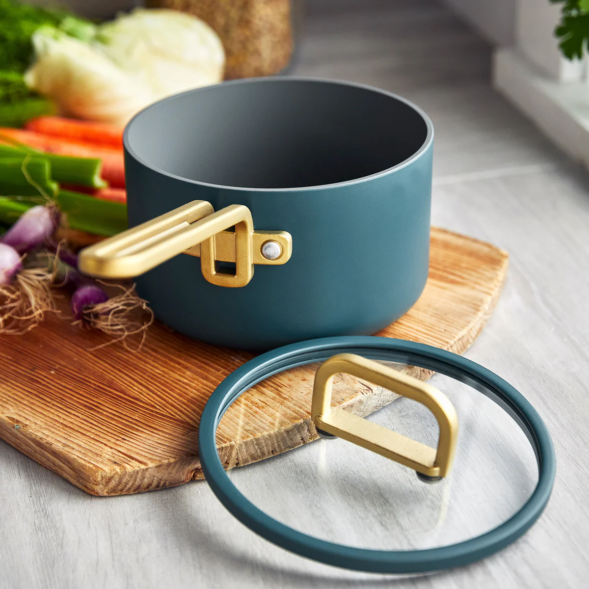 Stanley Tucci™ Ceramic Nonstick 2-Quart Saucepan with Lid | Venetian Teal - Image 4