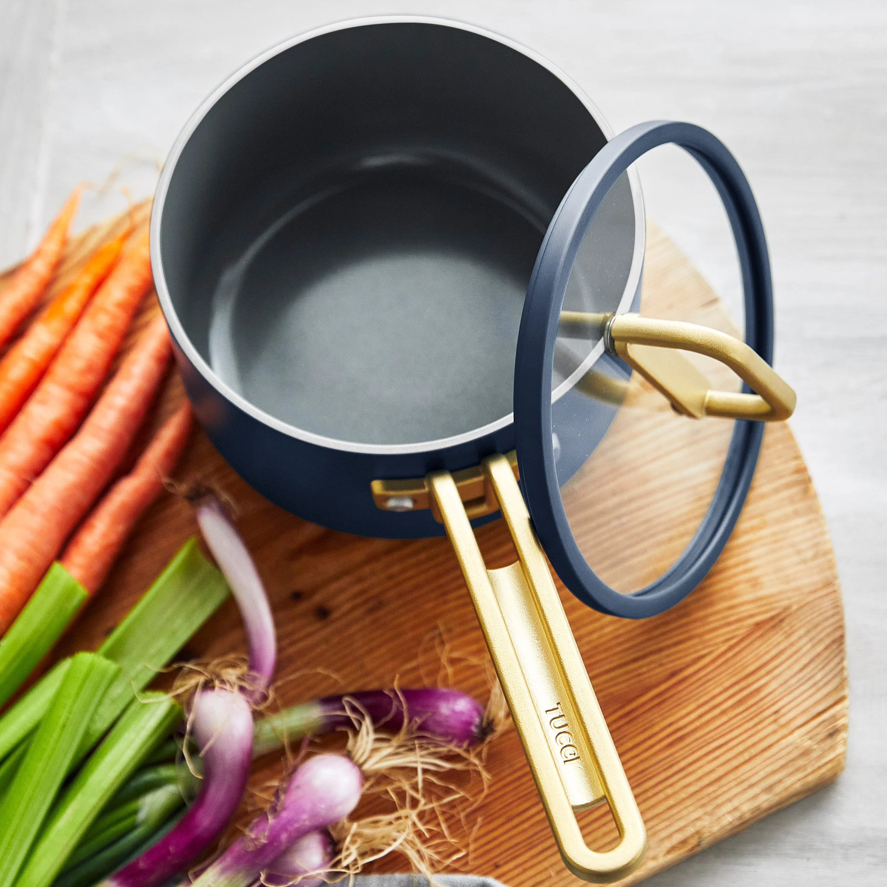 Stanley Tucci™ Ceramic Nonstick 4-Quart Saucepan with Lid | Marino Blue - Image 6