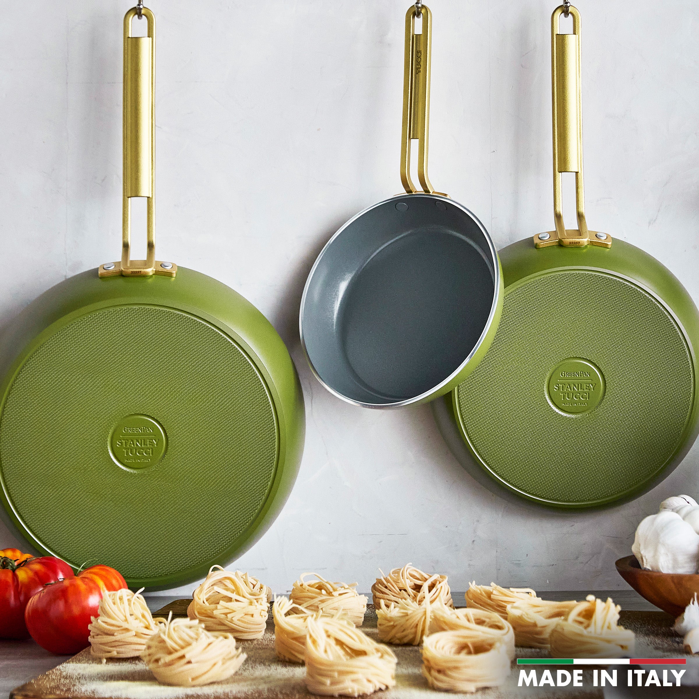 Stanley Tucci™ Ceramic Nonstick 8", 10" and 12" Frypan Set | Tuscan Olive - Image 3