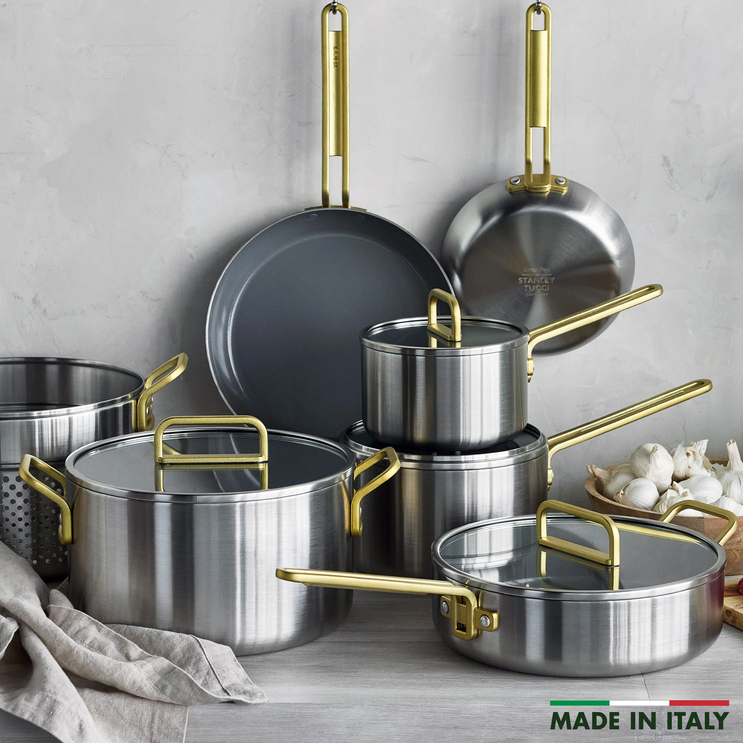 Stanley Tucci™ Mixed Material Stainless Steel 11-Piece Cookware Set - Image 3