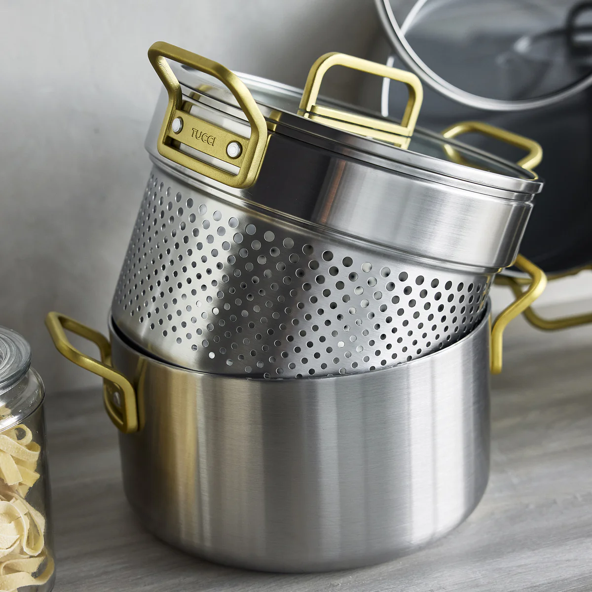 Stanley Tucci™ Stainless Steel Ceramic Nonstick 11-Piece Cookware Set | Champagne Handles - Image 8