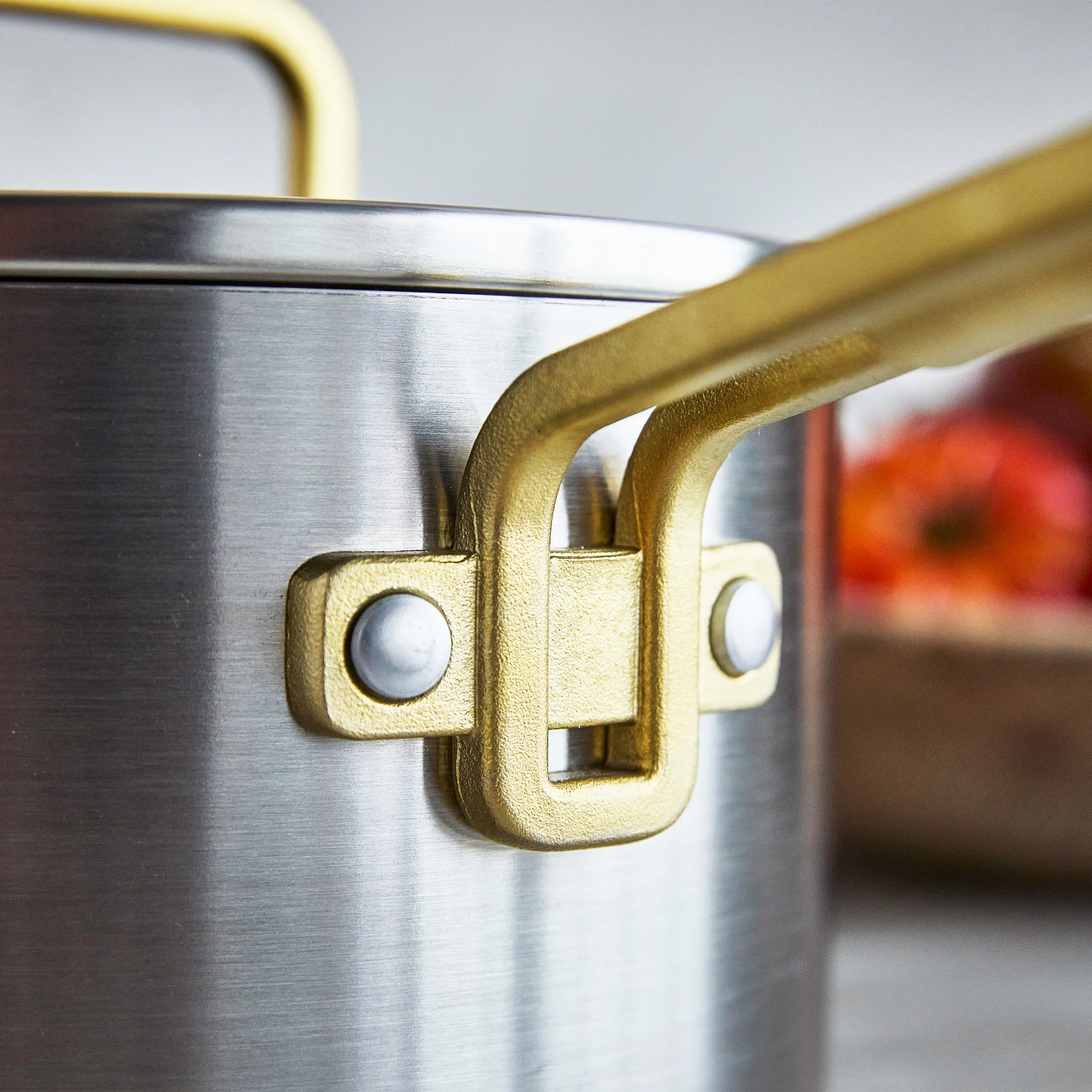 Stanley Tucci™ Stainless Steel Ceramic Nonstick 4-Quart Saucepan with Lid | Champagne Handles - Image 6