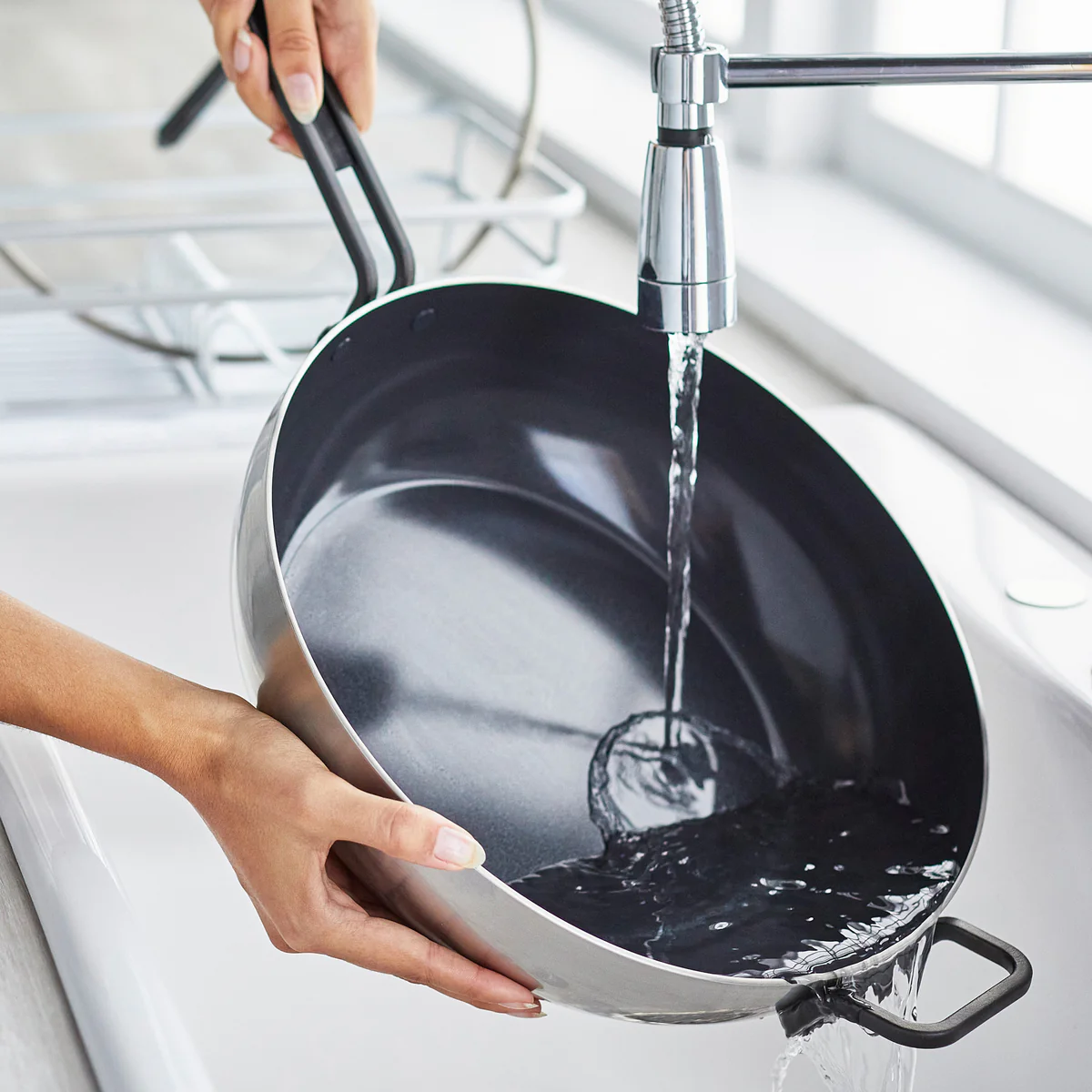 Stanley Tucci™ Stainless Steel Ceramic Nonstick 6.5-Quart Essential Stanley Pan with Lid | Black Handle - Image 9