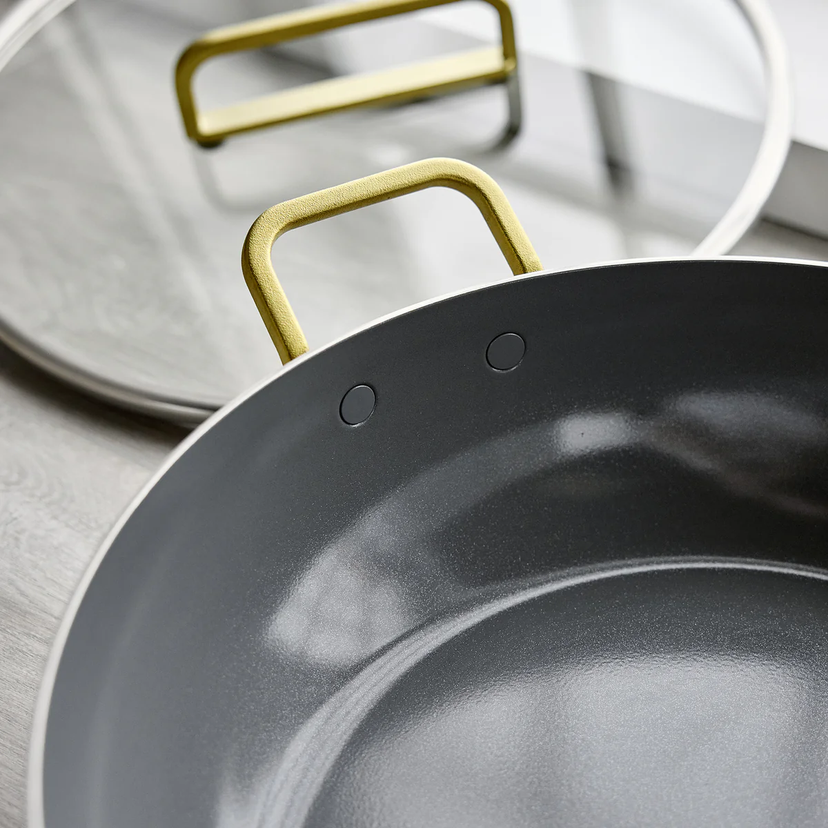 Stanley Tucci™ Stainless Steel Ceramic Nonstick 6.5-Quart Essential Stanley Pan with Lid | Champagne Handle - Image 8