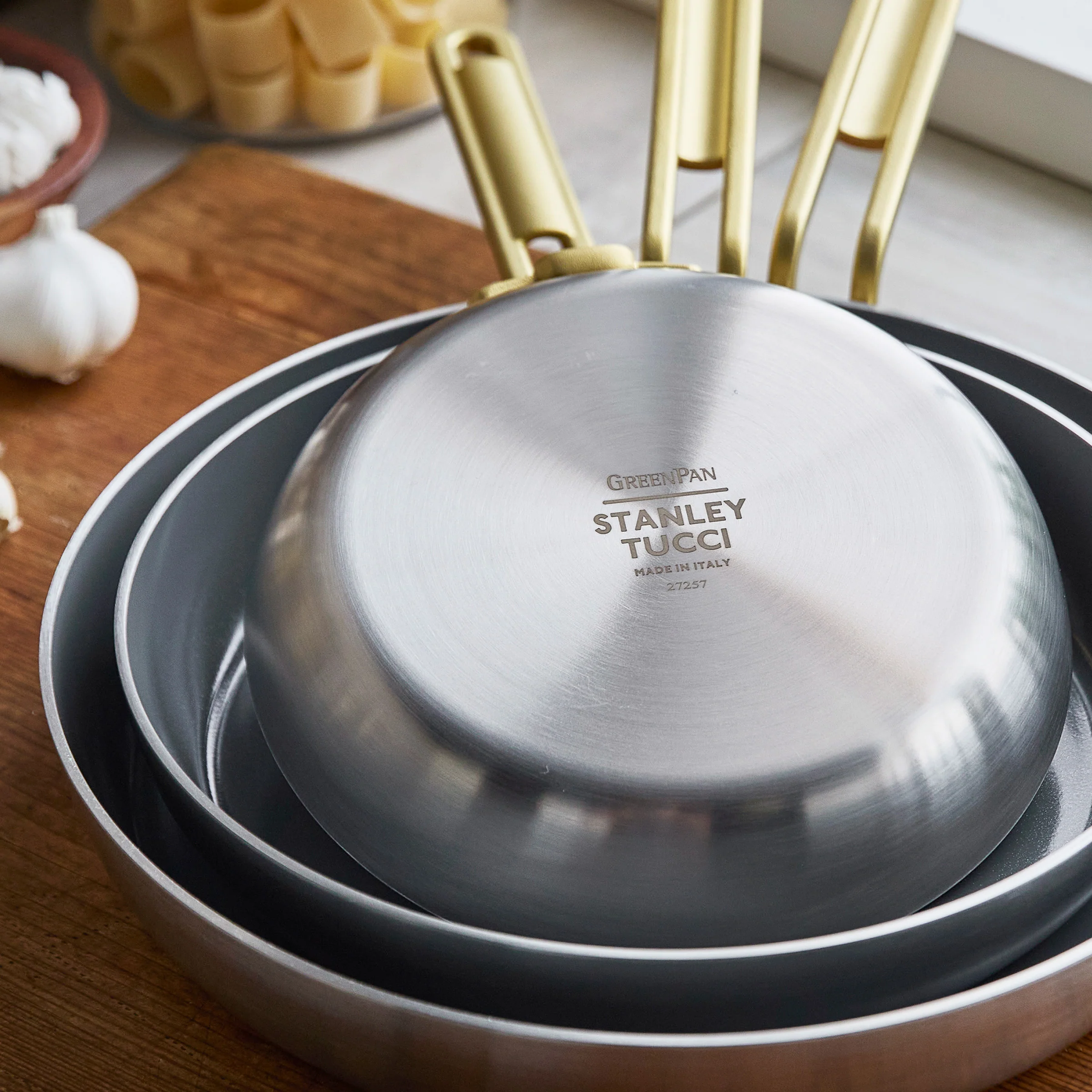 Stanley Tucci™ Stainless Steel Ceramic Nonstick 8", 10" and 12" Frypan Set - Image 7