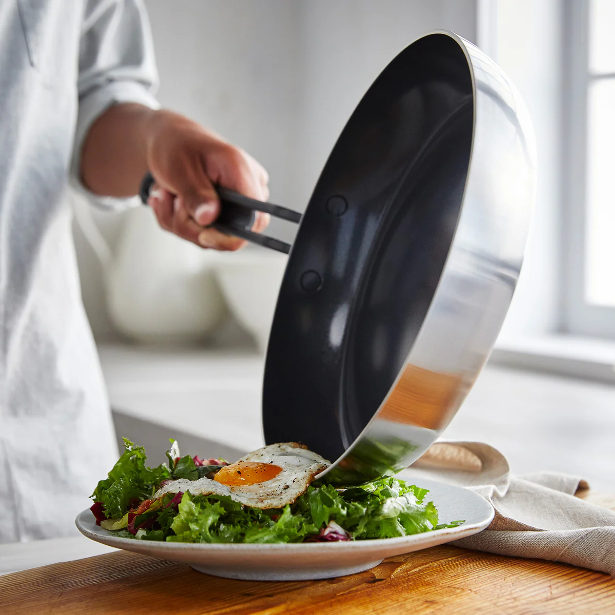 Stanley Tucci™ Stainless Steel Ceramic Nonstick 8" & 10" Frypan Set | Black Handles - Image 7