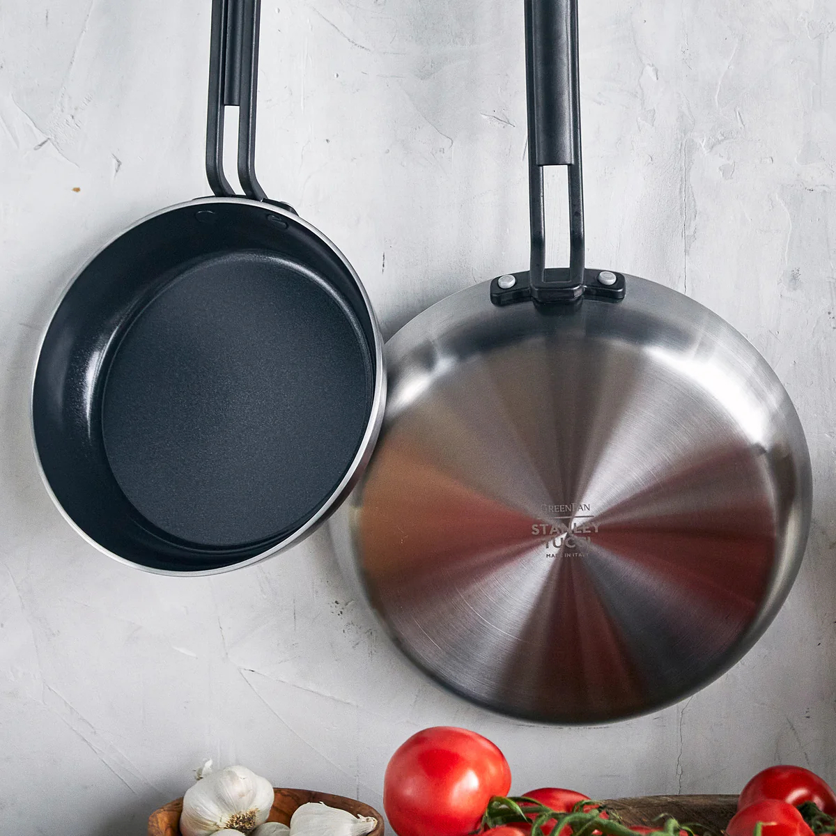 Stanley Tucci™ Stainless Steel Ceramic Nonstick 8" & 10" Frypan Set | Black Handles - Image 8