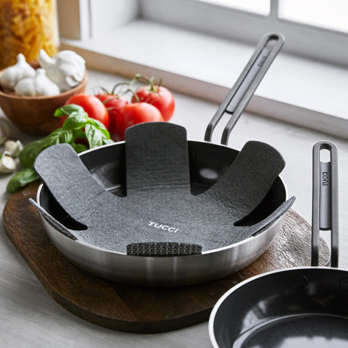 Stanley Tucci™ Stainless Steel Ceramic Nonstick 8" & 10" Frypan Set | Black Handles - Image 9