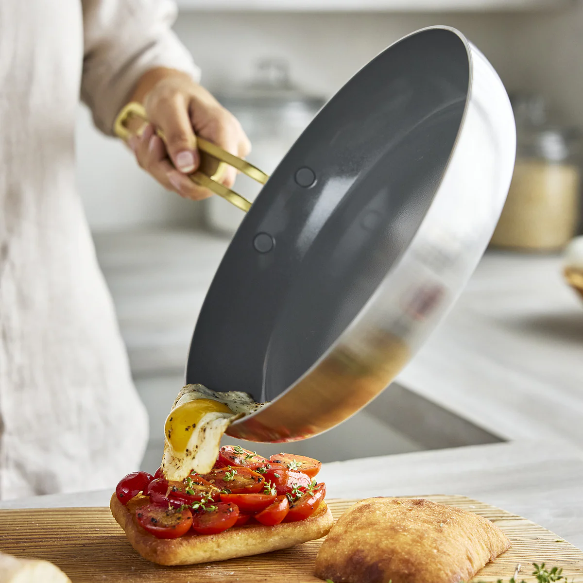 Stanley Tucci™ Stainless Steel Ceramic Nonstick 8" & 10" Frypan Set | Champagne Handles - Image 10