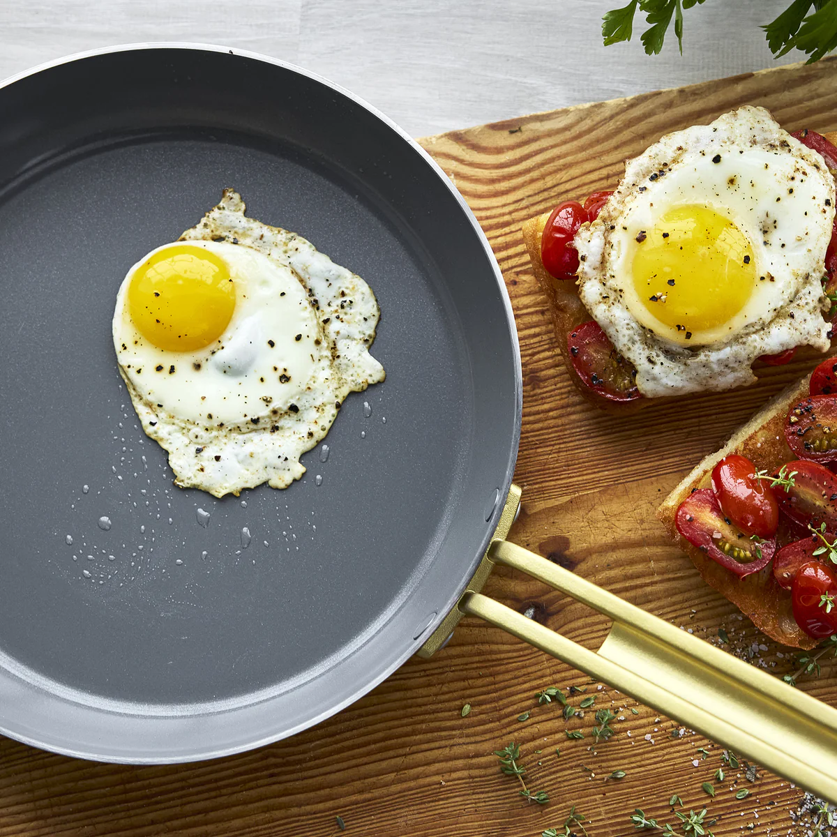 Stanley Tucci™ Stainless Steel Ceramic Nonstick 8" & 10" Frypan Set | Champagne Handles - Image 11