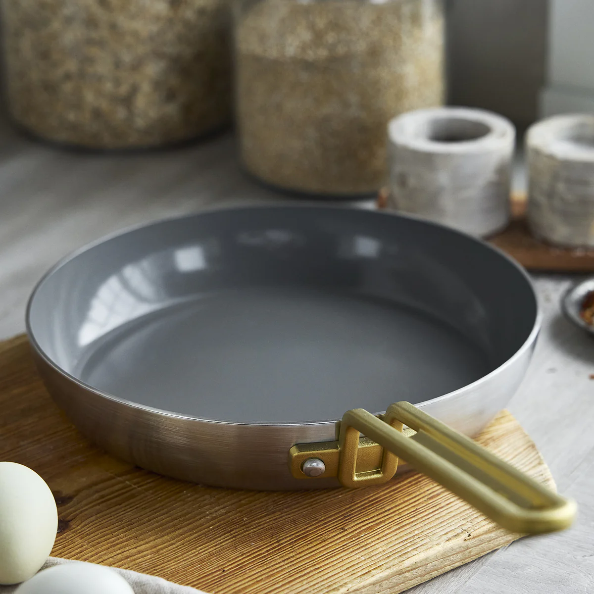 Stanley Tucci™ Stainless Steel Ceramic Nonstick 8" & 10" Frypan Set | Champagne Handles - Image 8