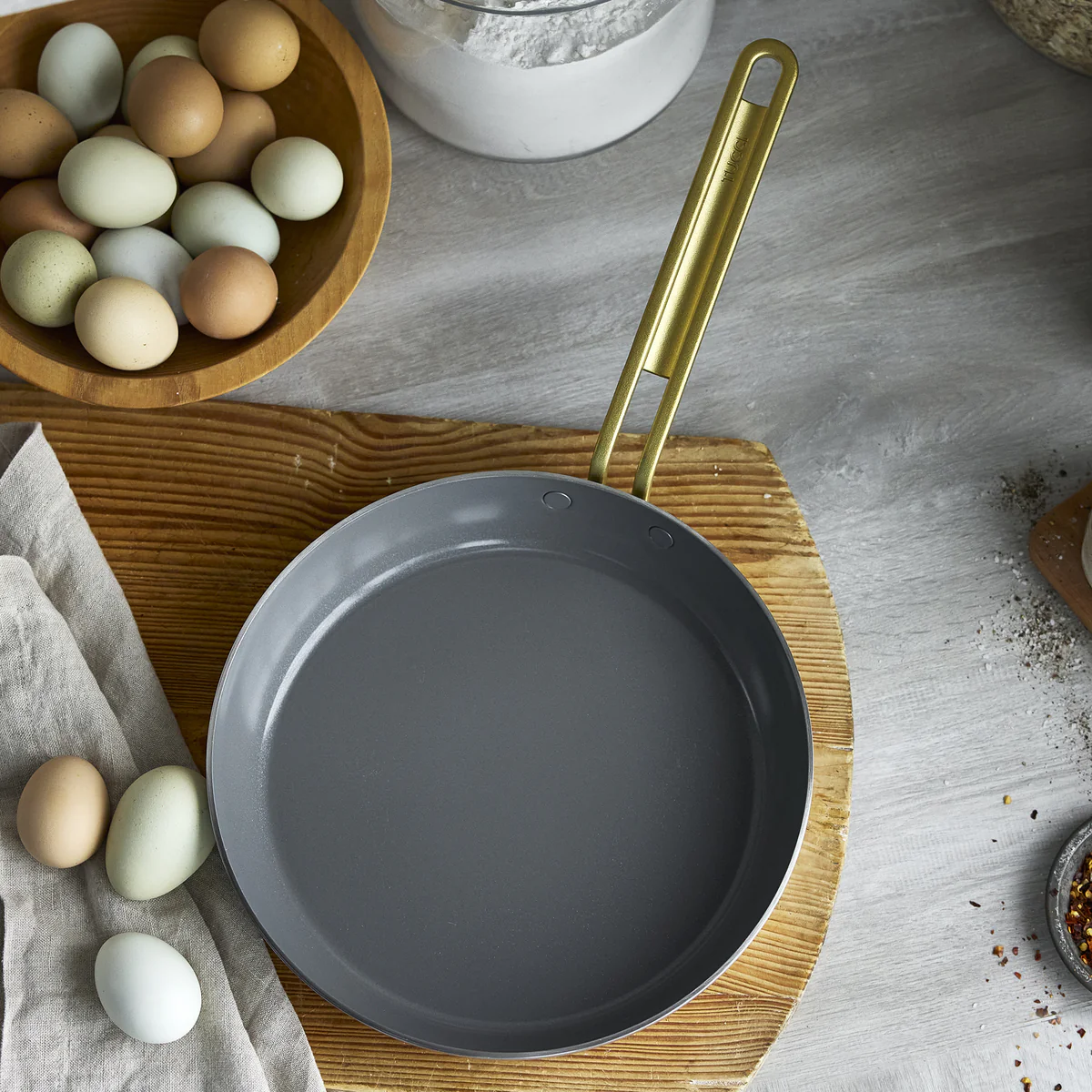 Stanley Tucci™ Stainless Steel Ceramic Nonstick 8" & 10" Frypan Set | Champagne Handles - Image 9