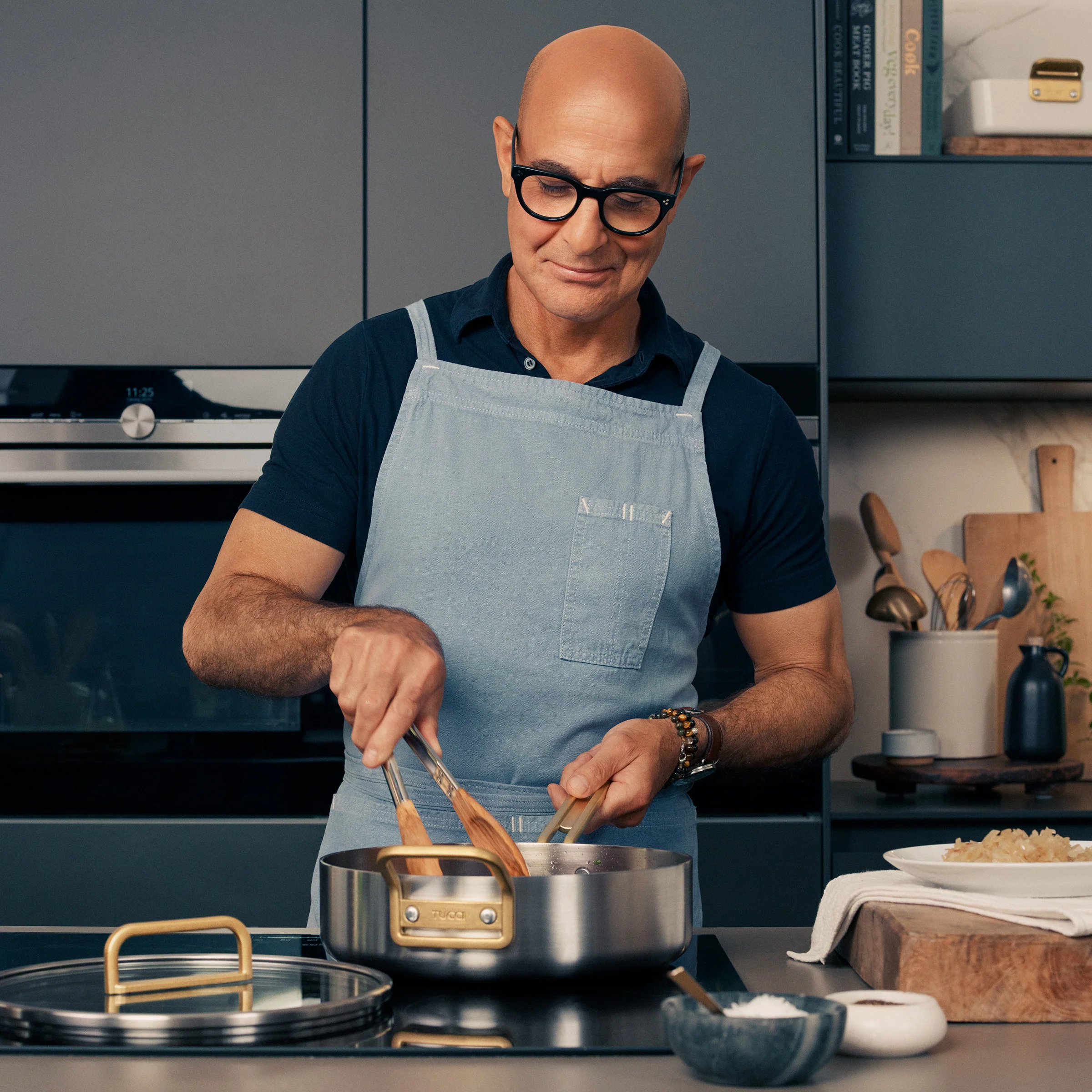 Stanley Tucci™ Stainless Steel Ceramic Nonstick 2-Quart Saucepan with Lid | Champagne Handles - Image 2